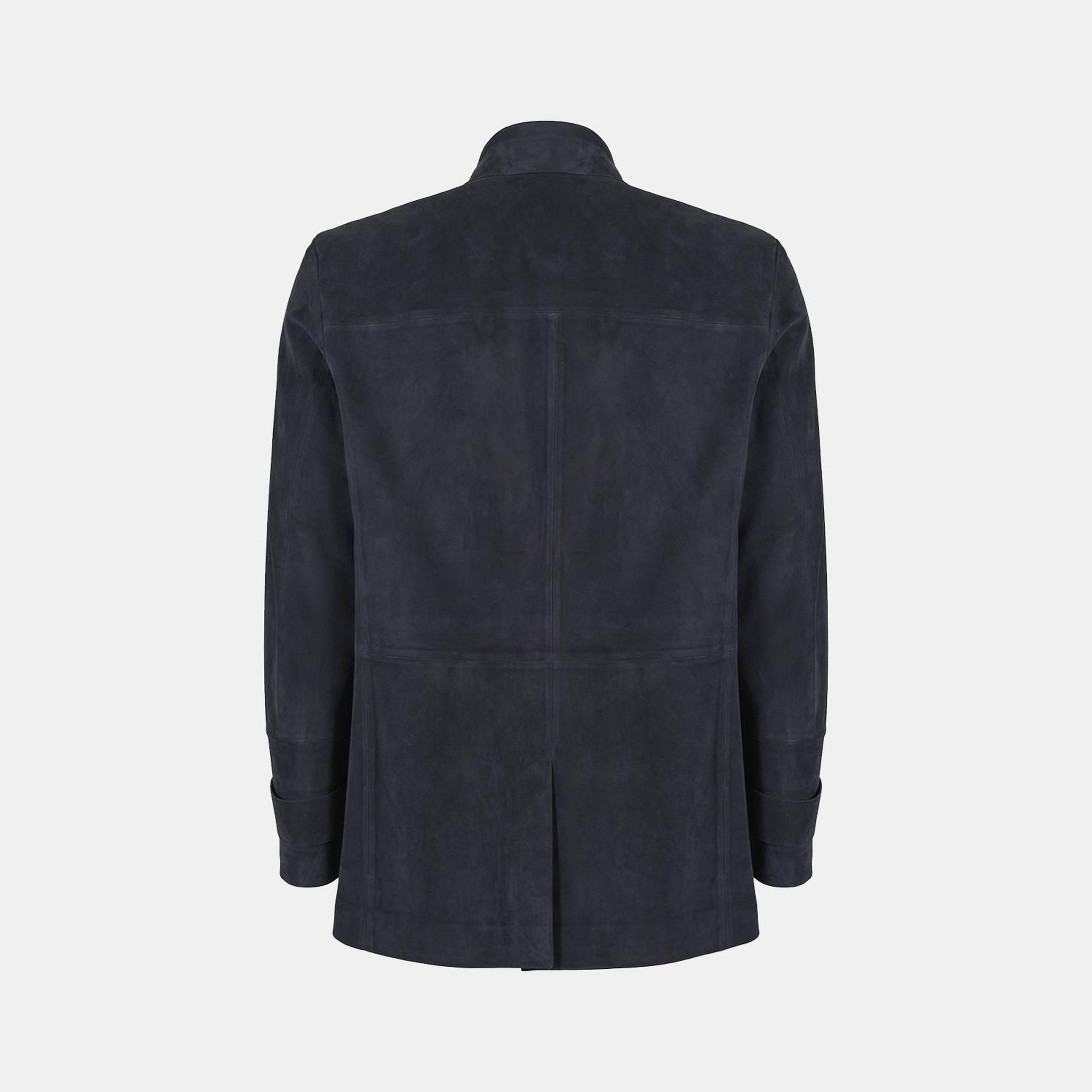 Erkek Lacivert Gömlek Yaka Süet Ceket