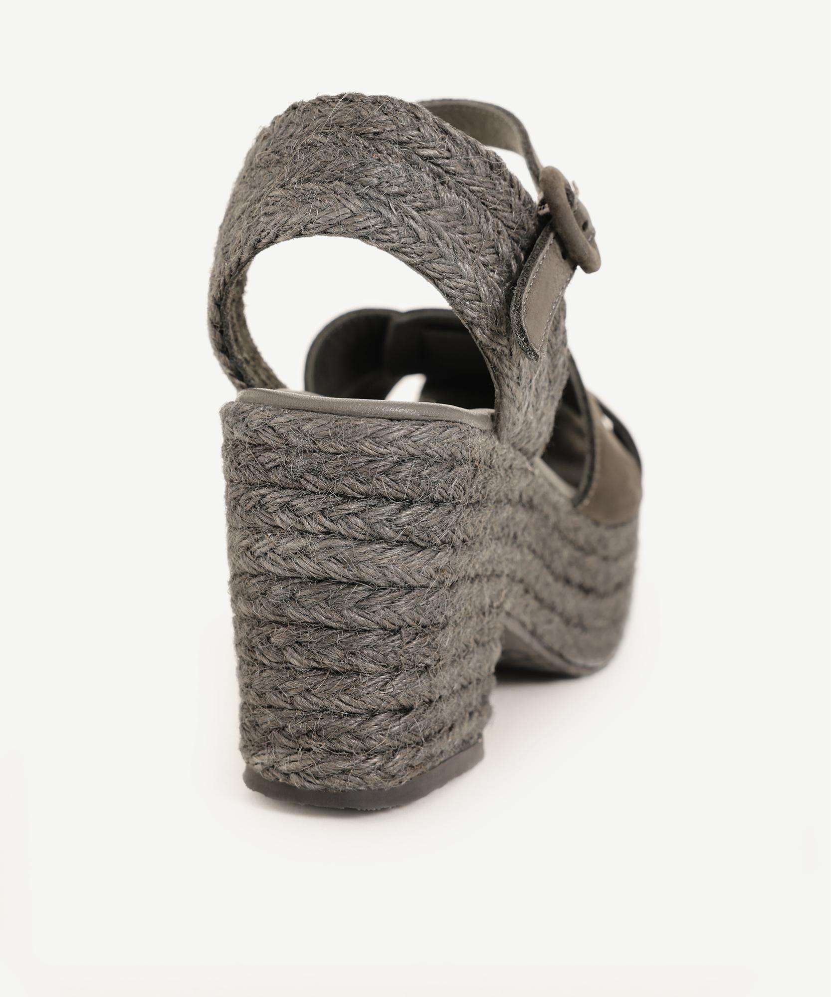 YARGICI Yüksek Tabanlı Deri Espadril