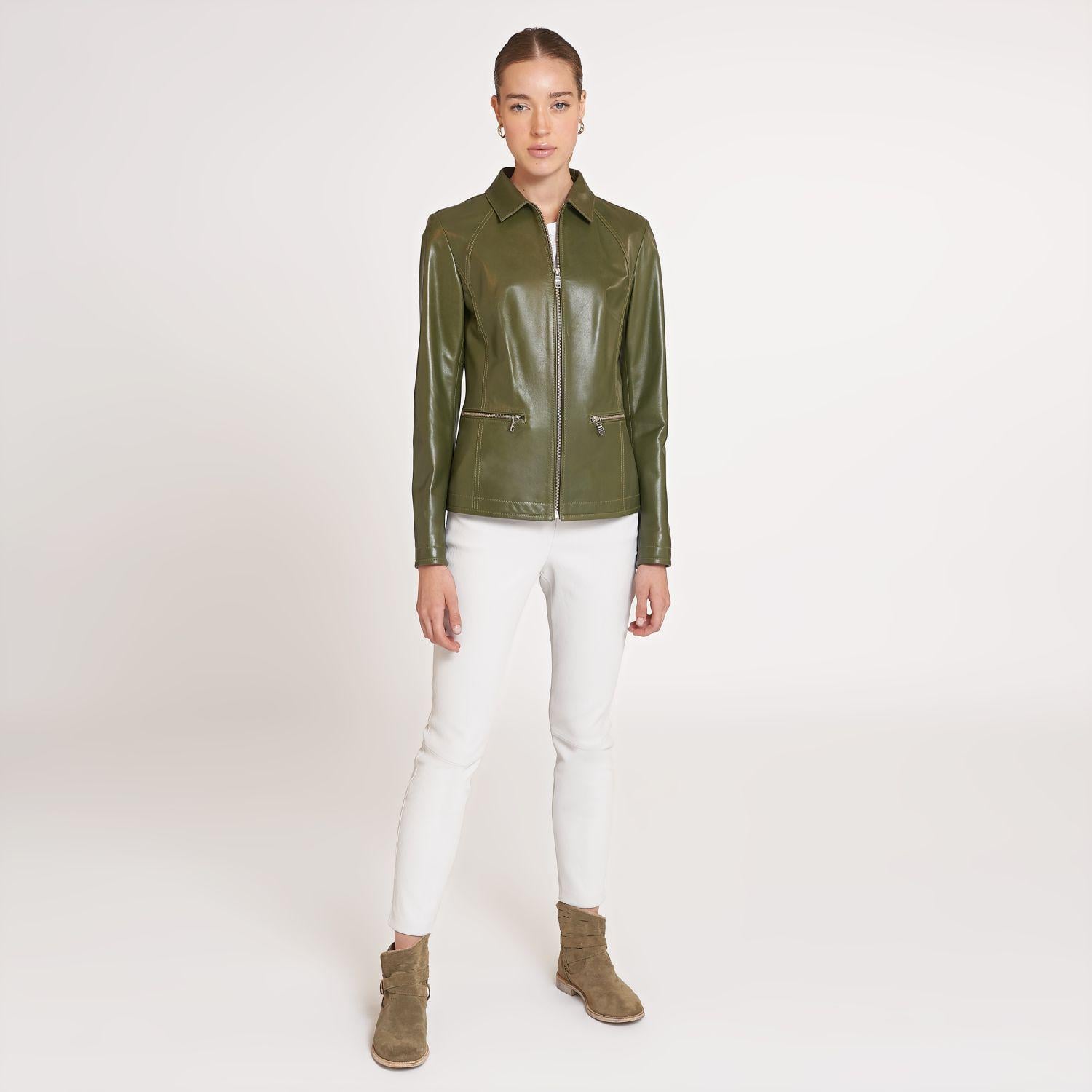 Alda Kadın Gömlek Yakalı Deri Ceket