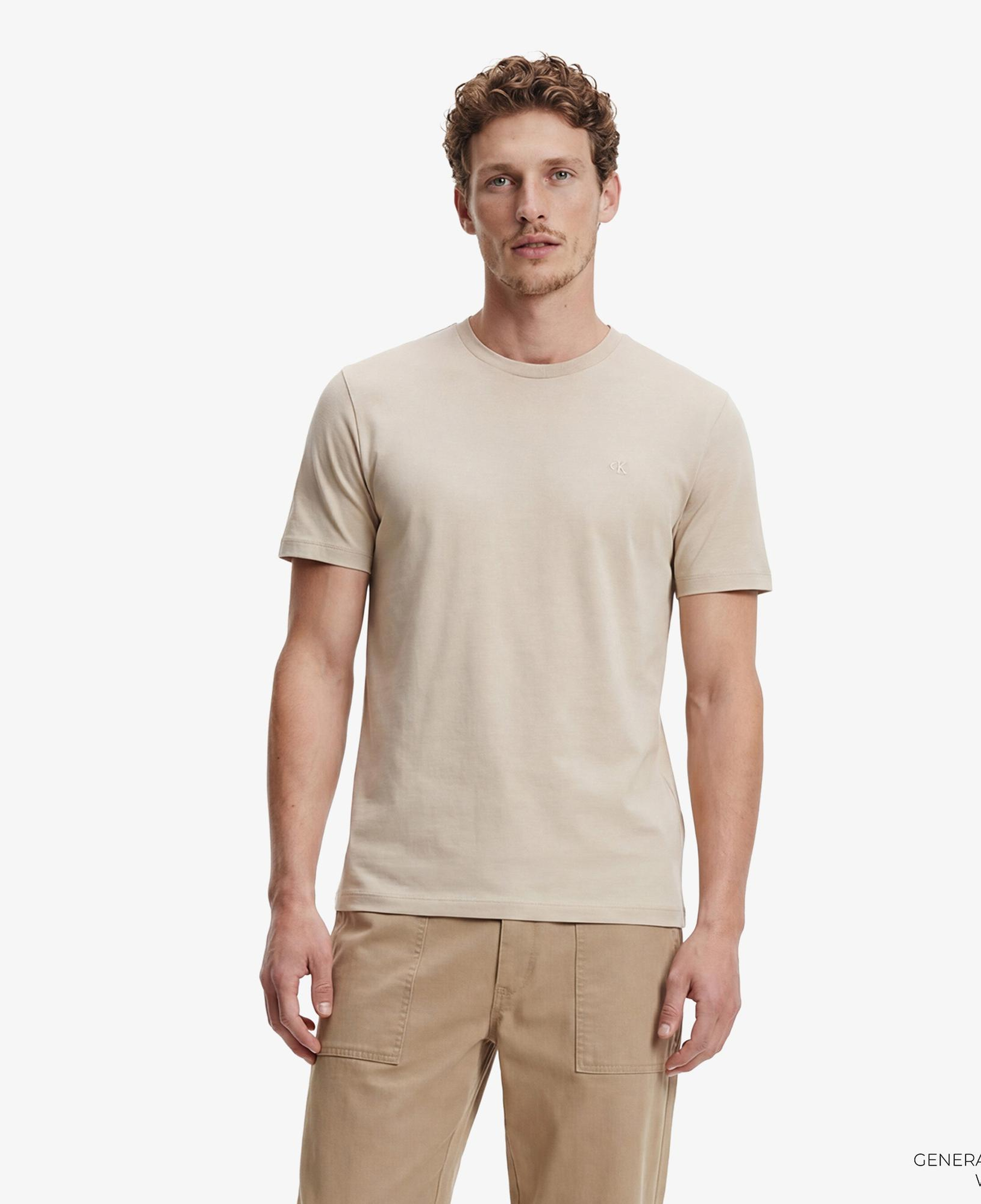 Calvin Klein Supima Chest Emblem Crewneck Erkek Kahverengi T-Shirt