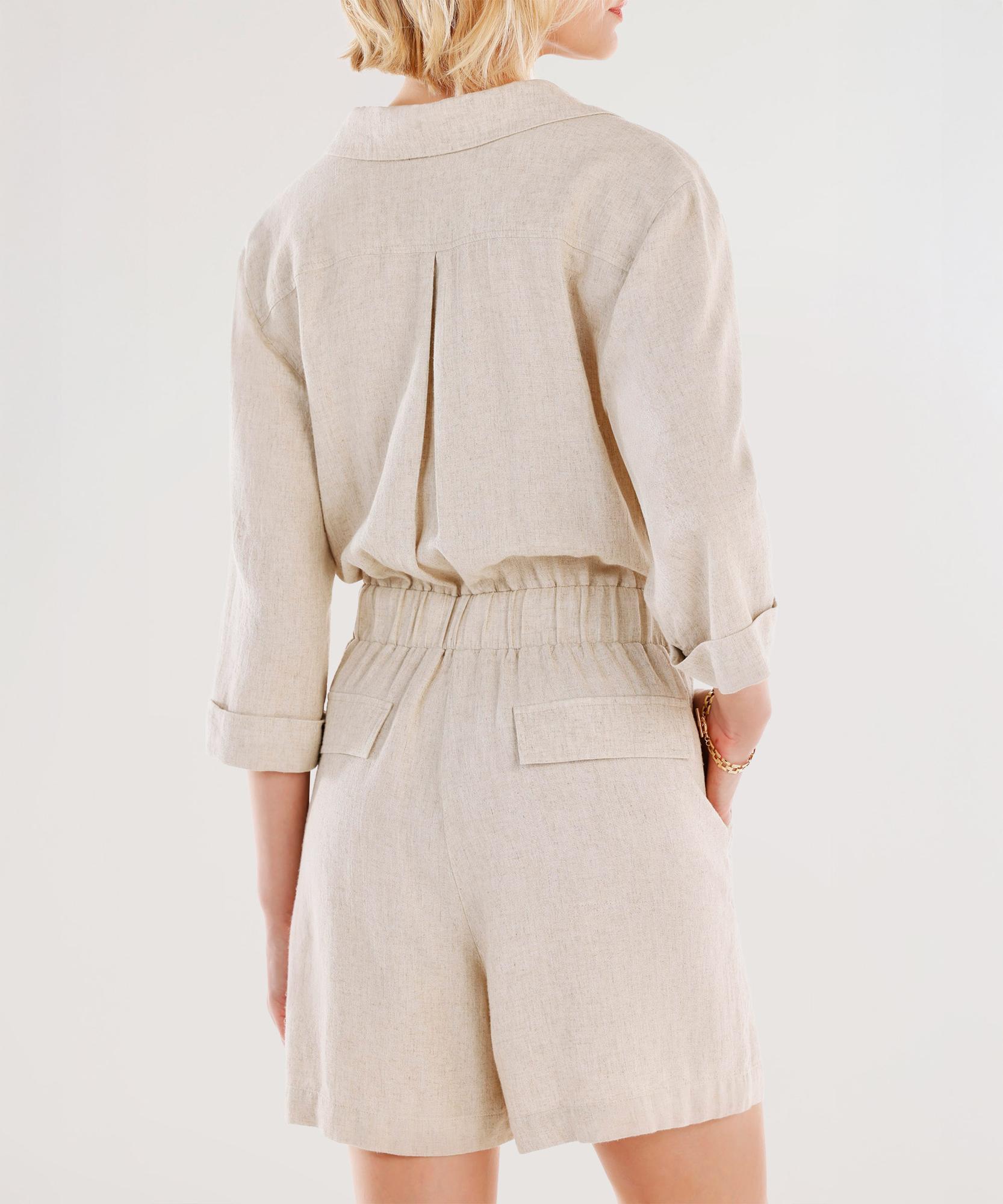 YARGICI Kemerli Beli Lastikli Bermuda Tulum