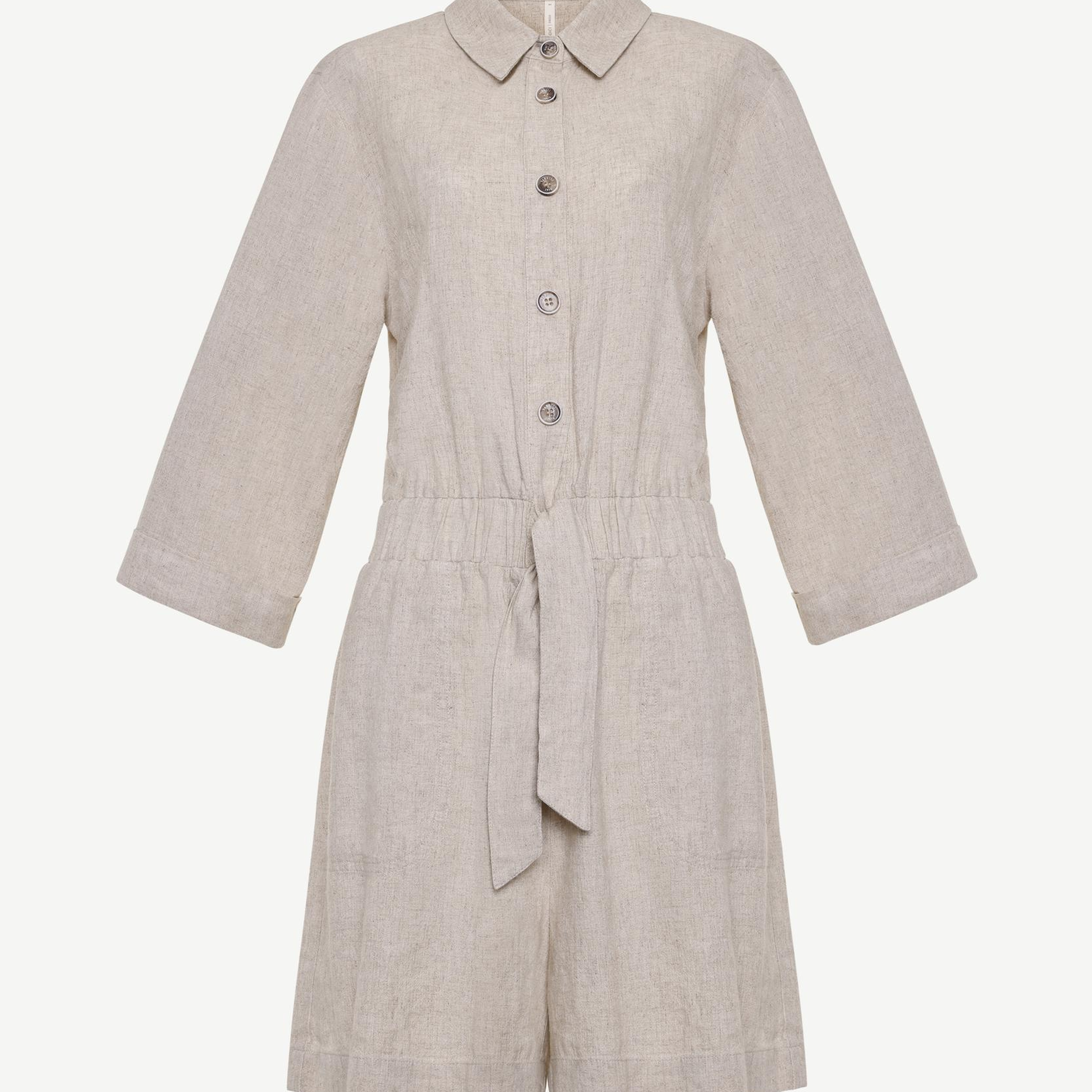 YARGICI Kemerli Beli Lastikli Bermuda Tulum