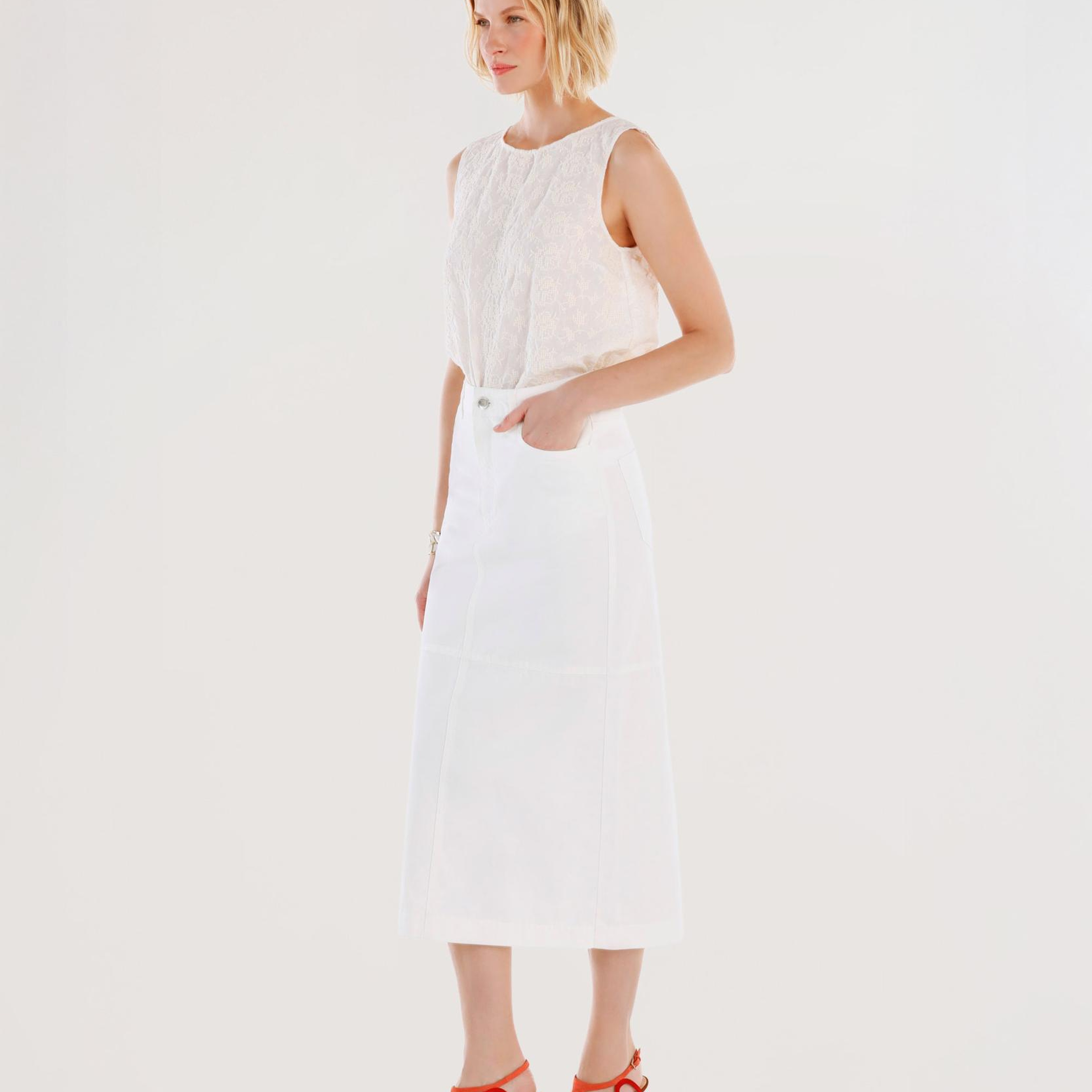 YARGICI Yırtmaç Detaylı Denim Etek