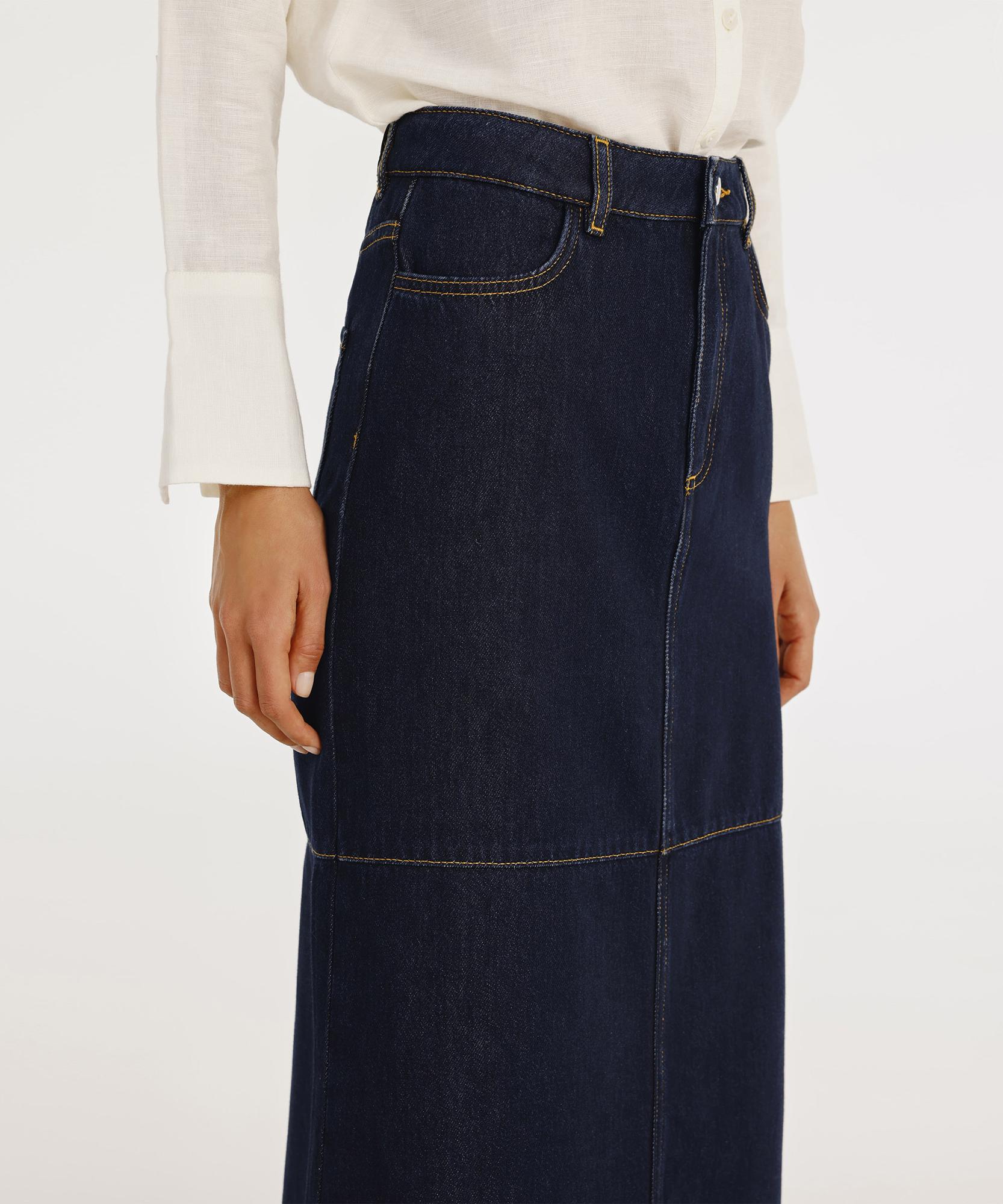 YARGICI Yırtmaç Detaylı Denim Etek