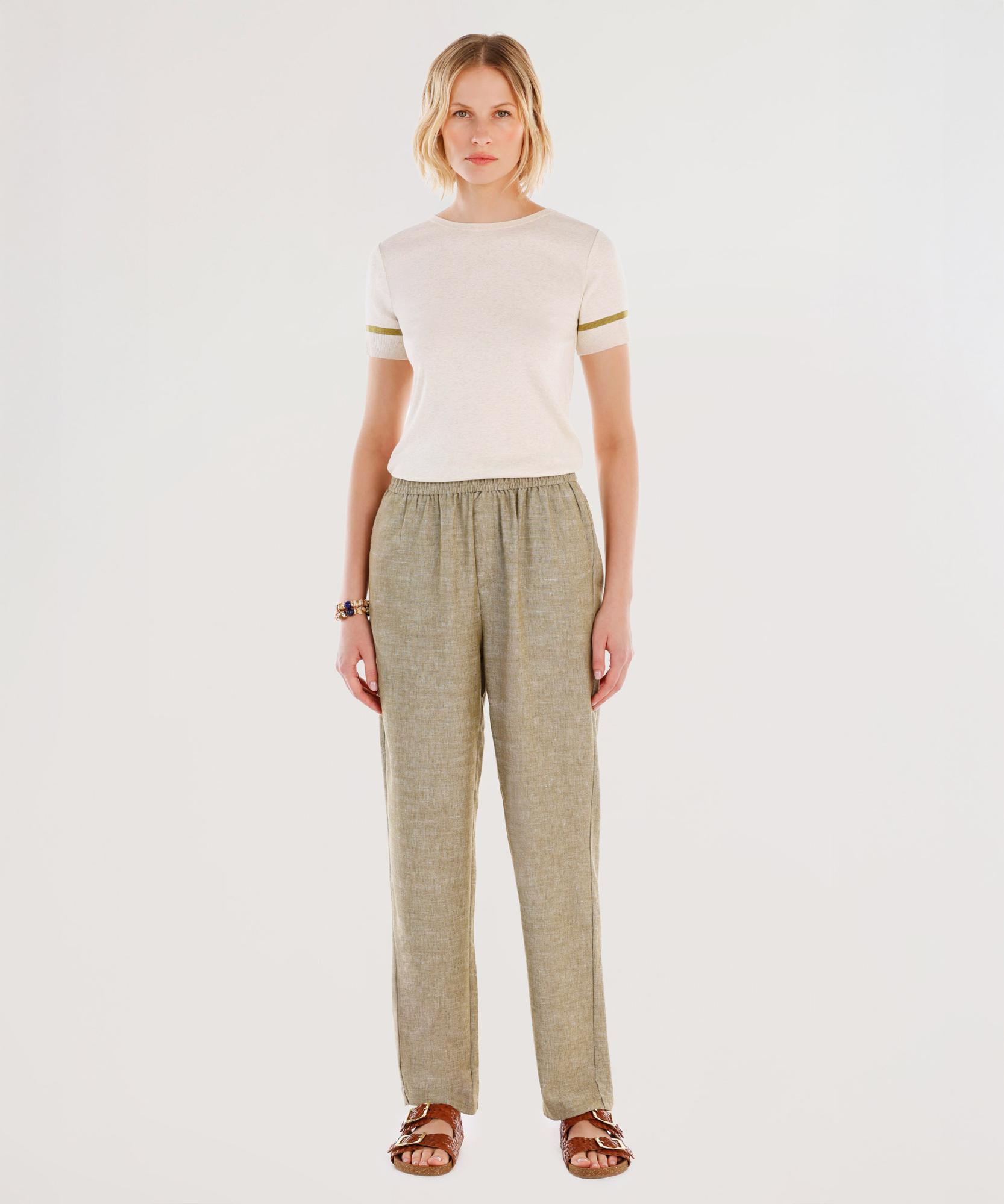 YARGICI Beli Lastikli Düz Kesim Pantolon