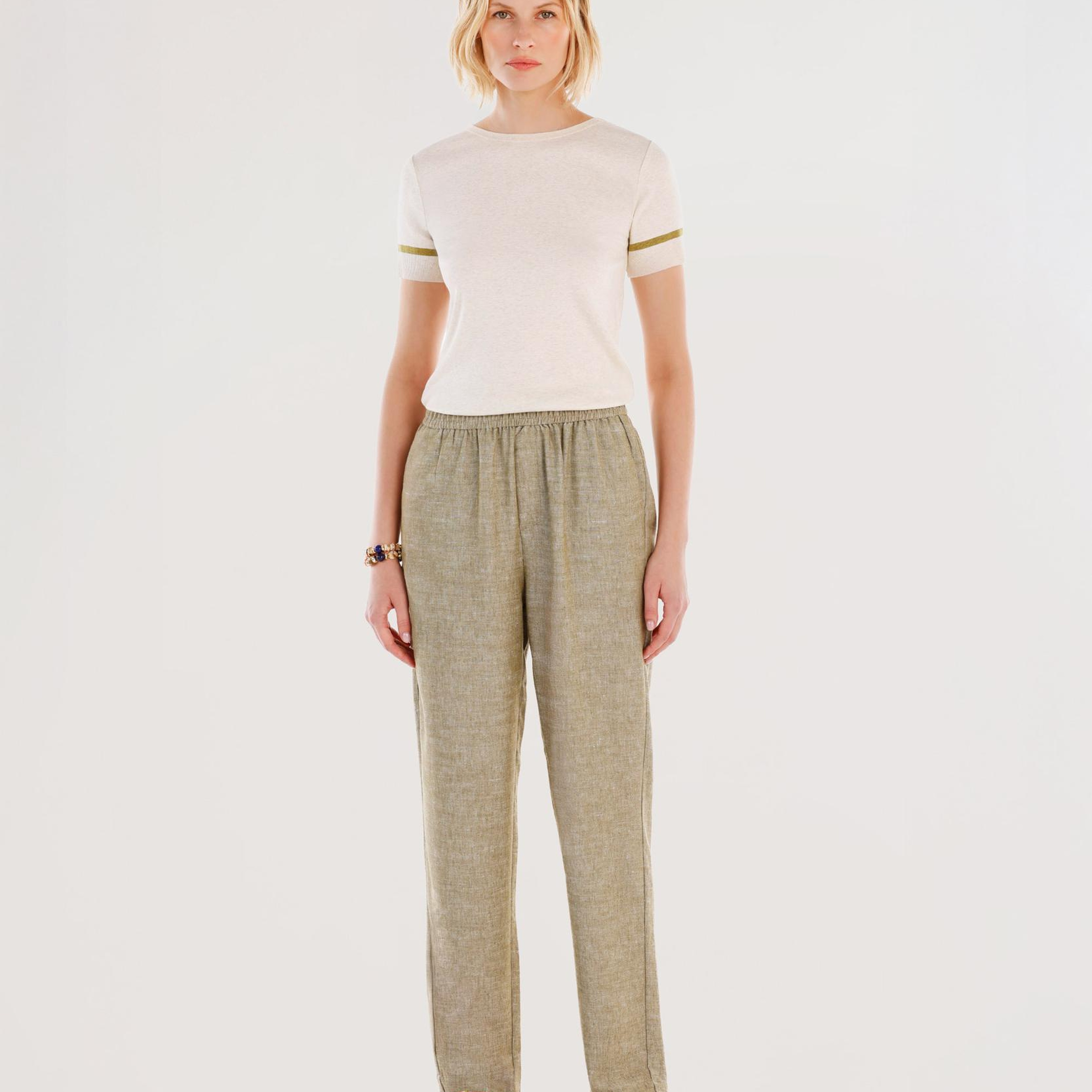 YARGICI Beli Lastikli Düz Kesim Pantolon