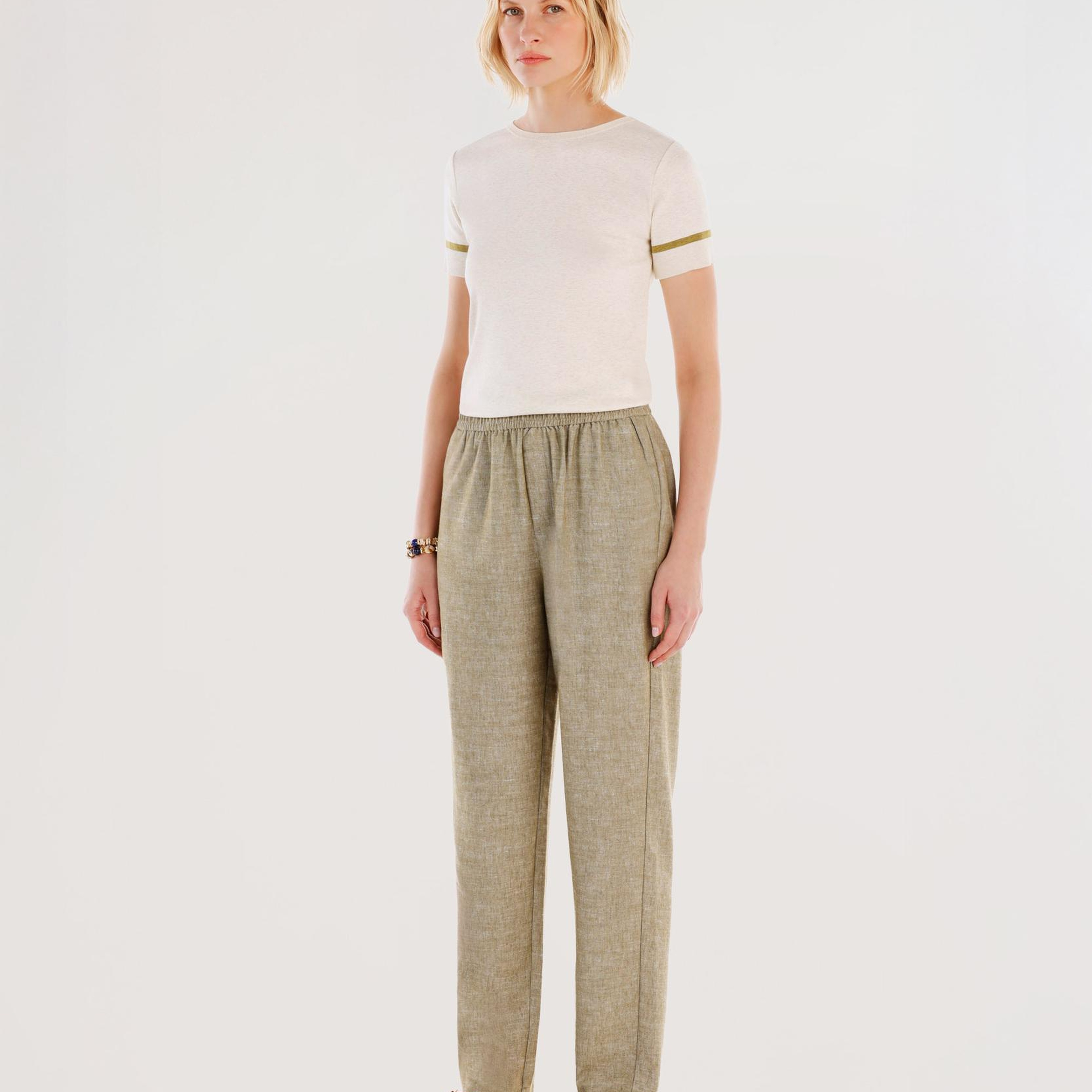 YARGICI Beli Lastikli Düz Kesim Pantolon