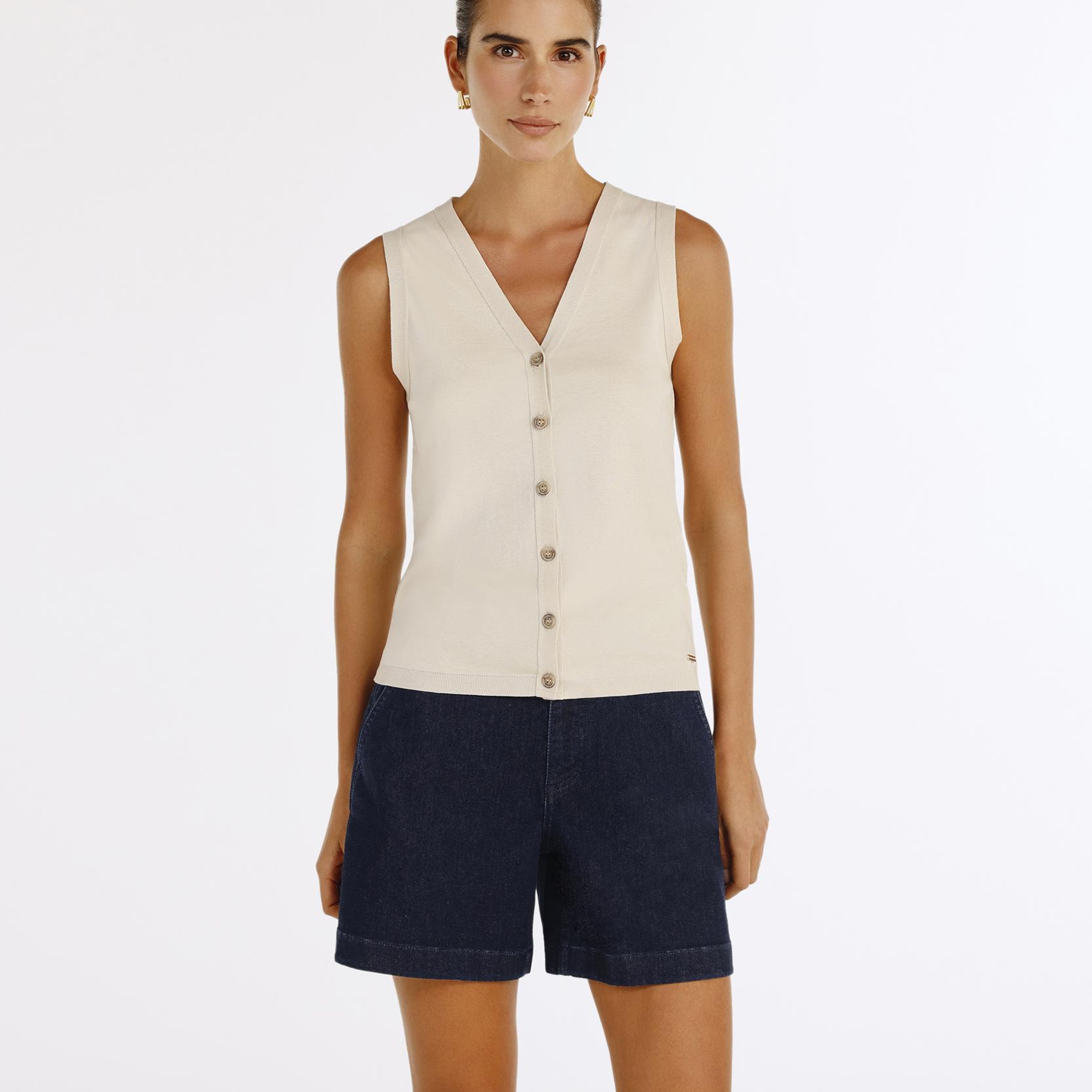 YARGICI V Yaka Önden Düğmeli Hırka