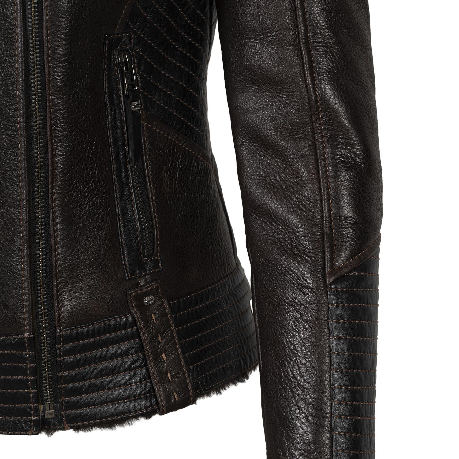 Kadın Kahve Hakim Yakalı Kürk Mont