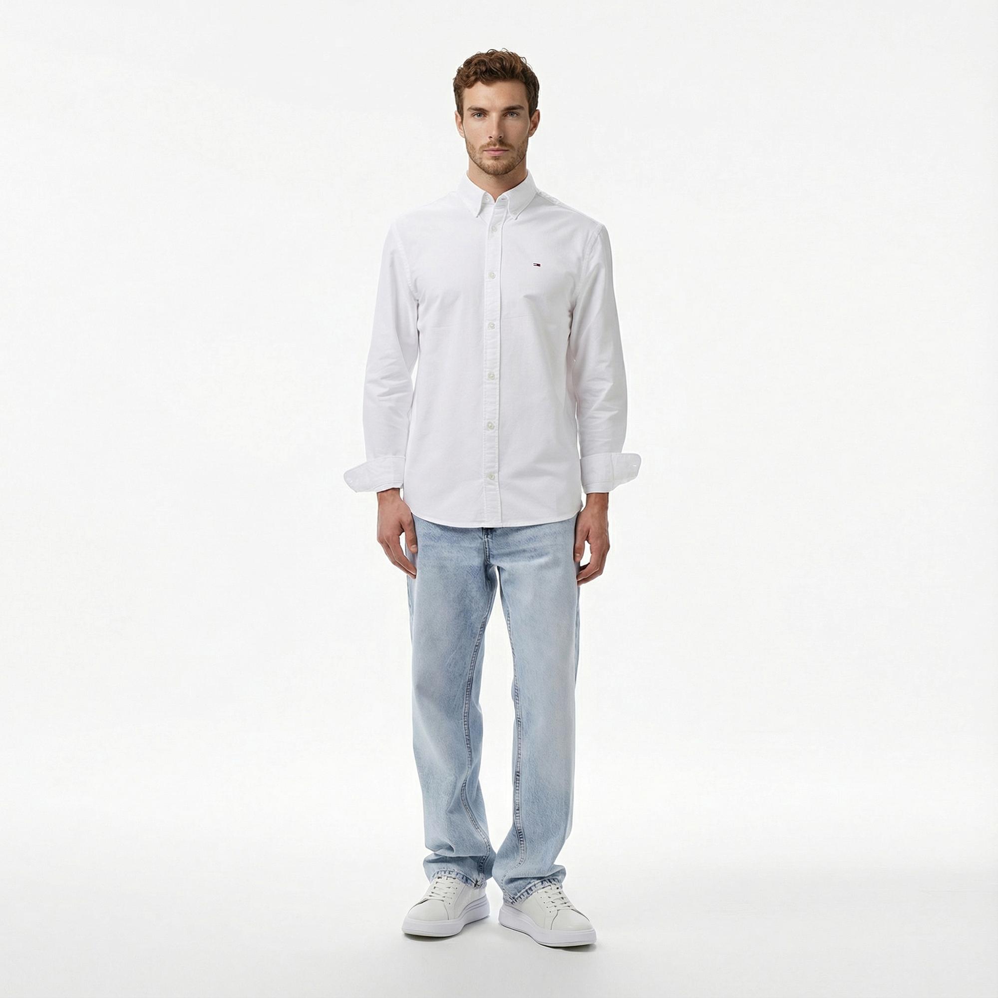 Tommy Hilfiger Oxford Erkek Beyaz Gömlek