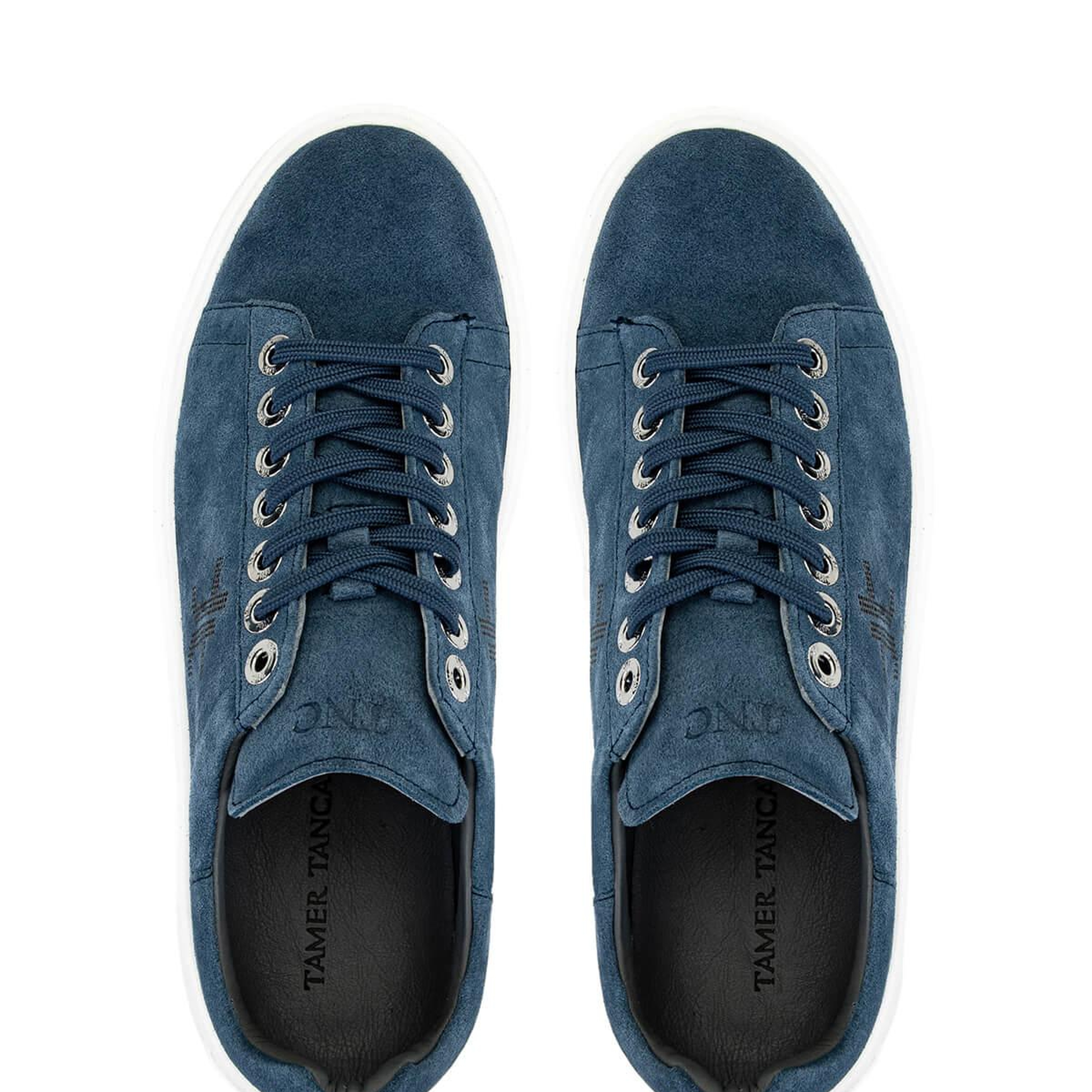 Tamer Tanca Erkek Hakiki Deri Mavi Sneakers & Spor Ayakkabı
