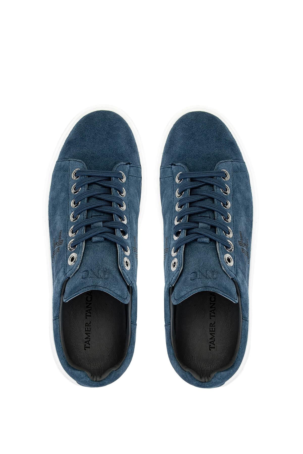 Tamer Tanca Erkek Hakiki Deri Mavi Sneakers & Spor Ayakkabı