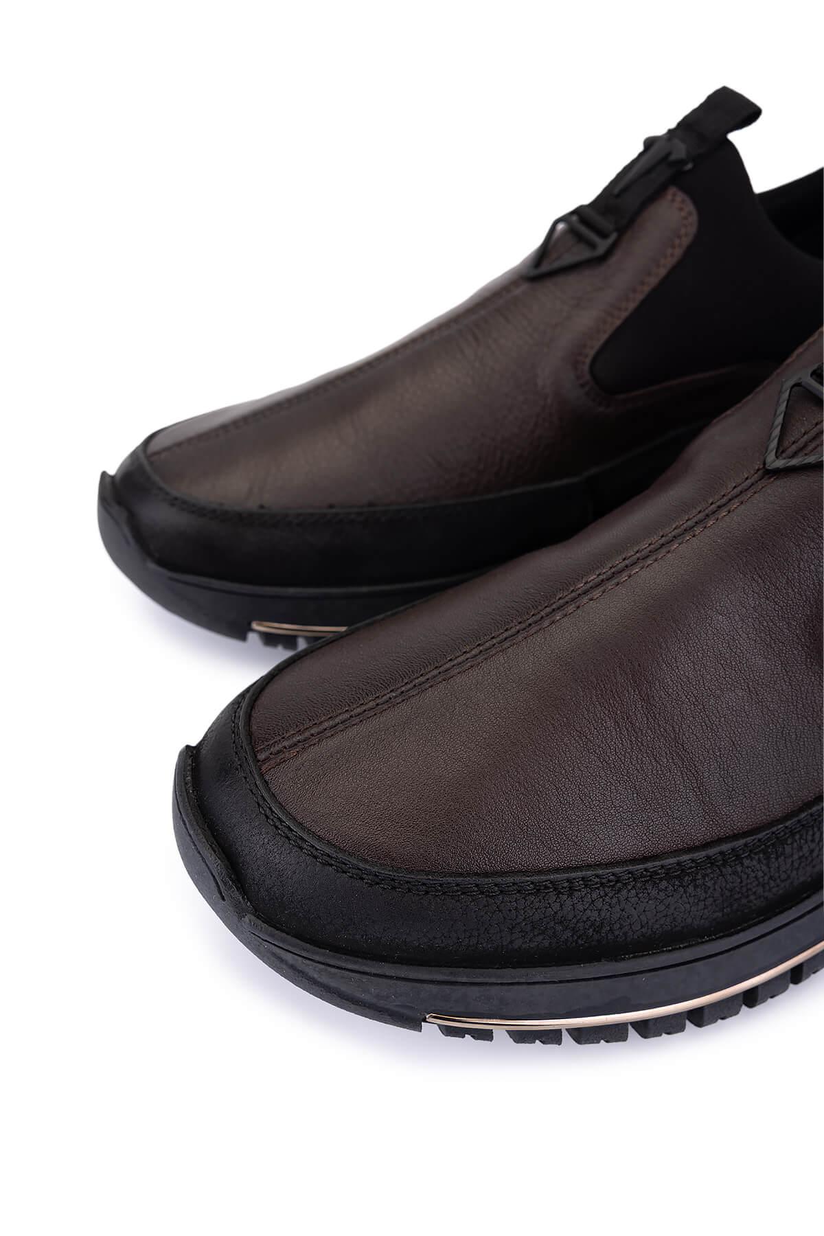 Tamer Tanca Erkek Hakiki Deri Siyah/Kahve Sneakers & Spor Ayakkabı