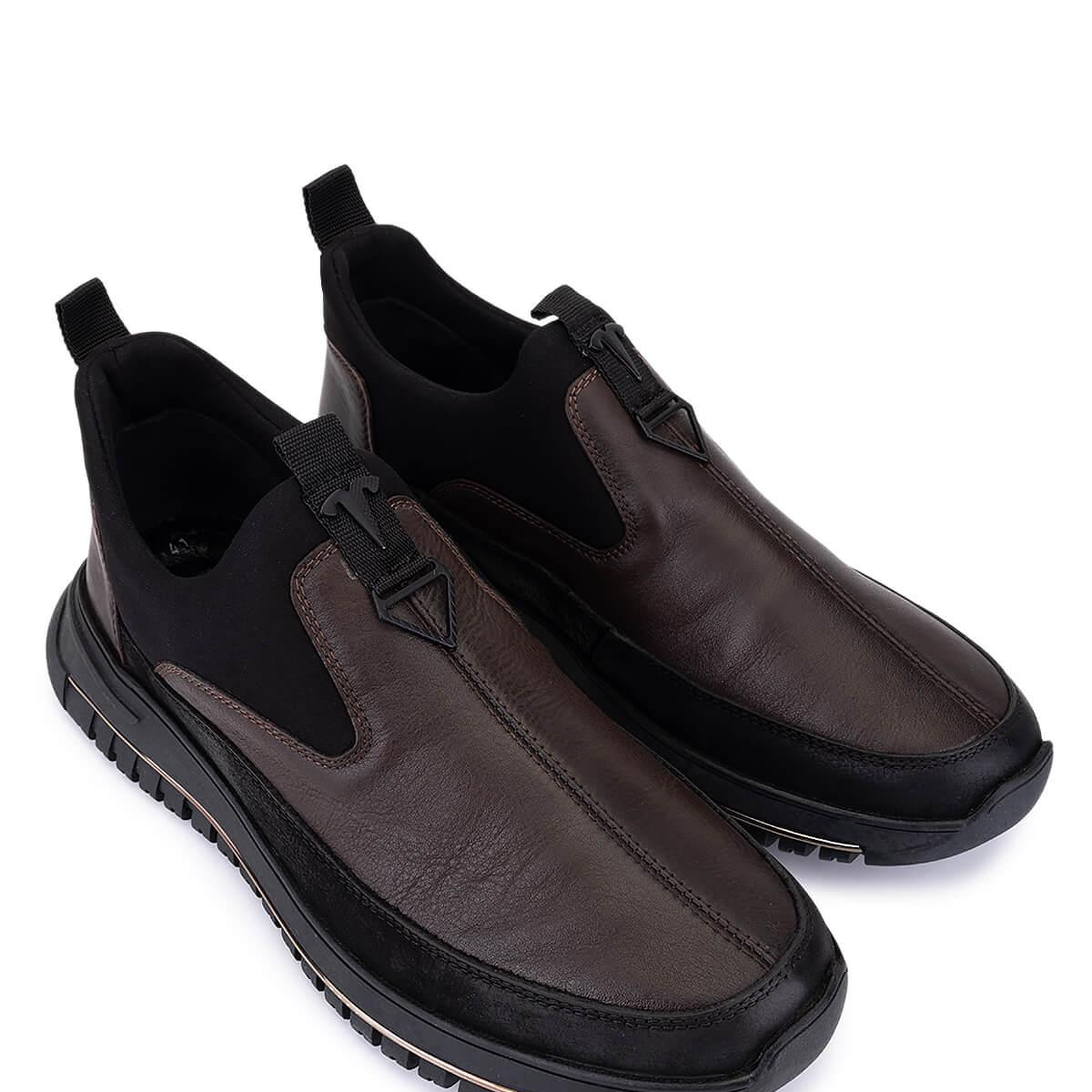 Tamer Tanca Erkek Hakiki Deri Siyah/Kahve Sneakers & Spor Ayakkabı