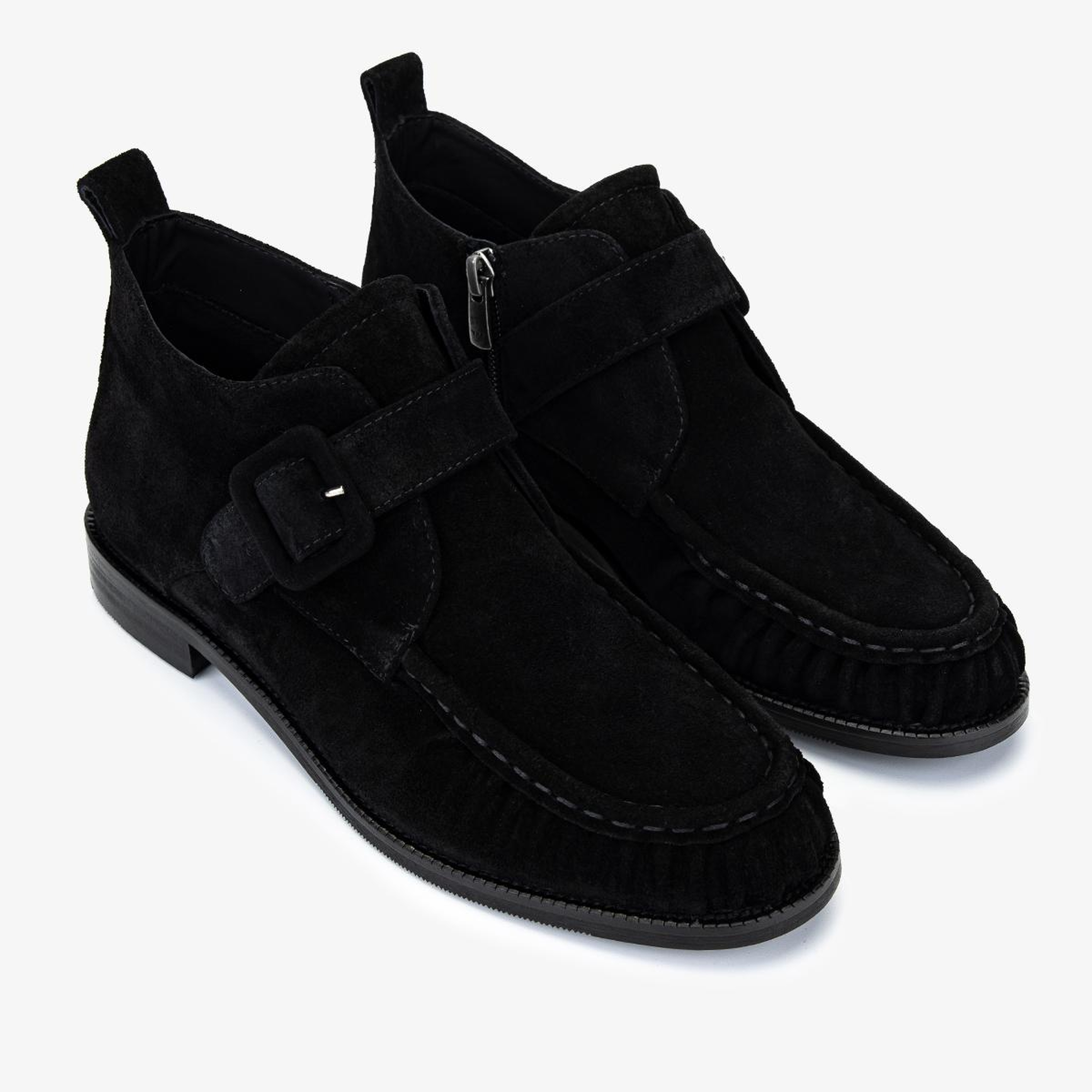 Valmenti Kadın Hakiki Deri Siyah Süet Düz Bot