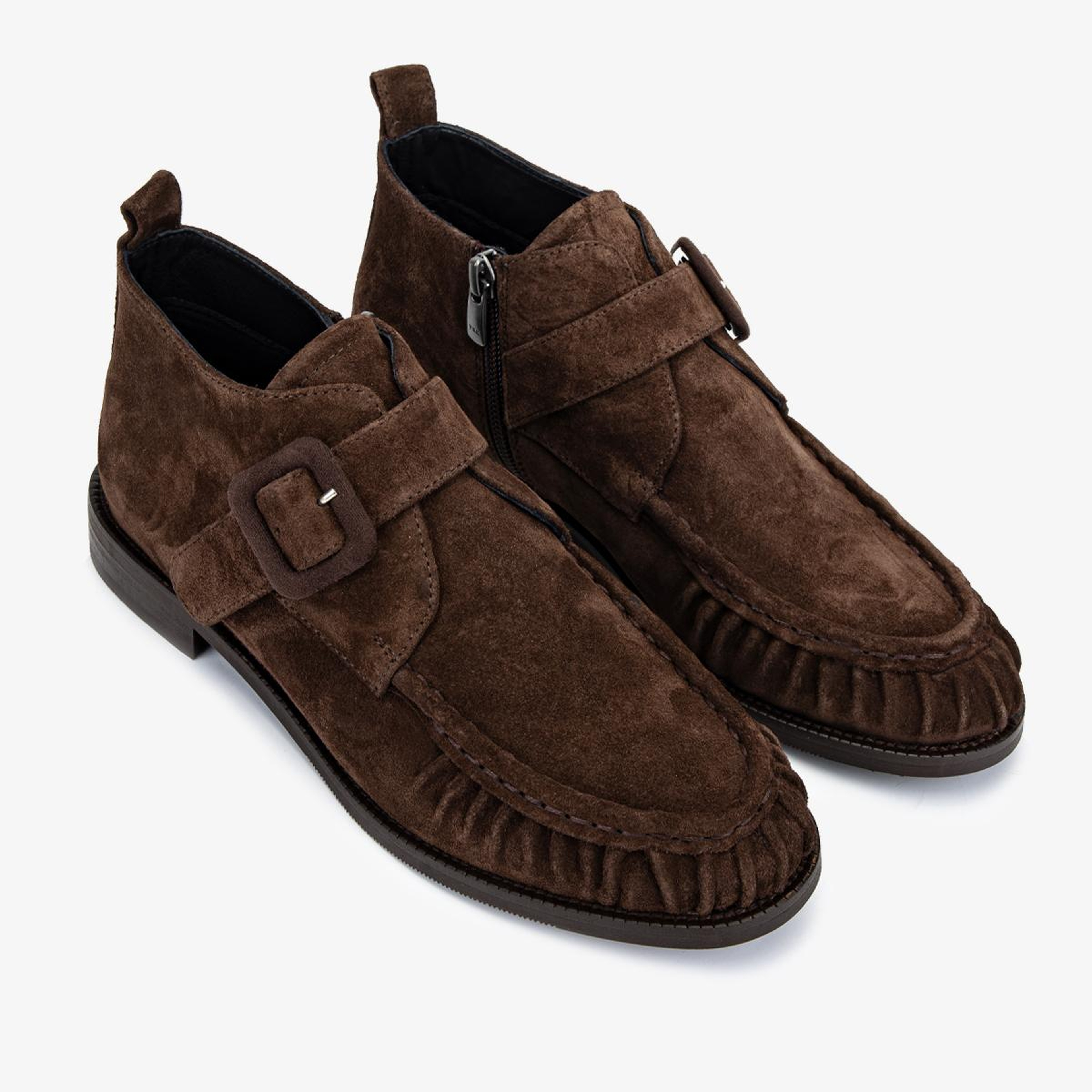 Valmenti Kadın Hakiki Deri Kahverengi Süet Düz Bot