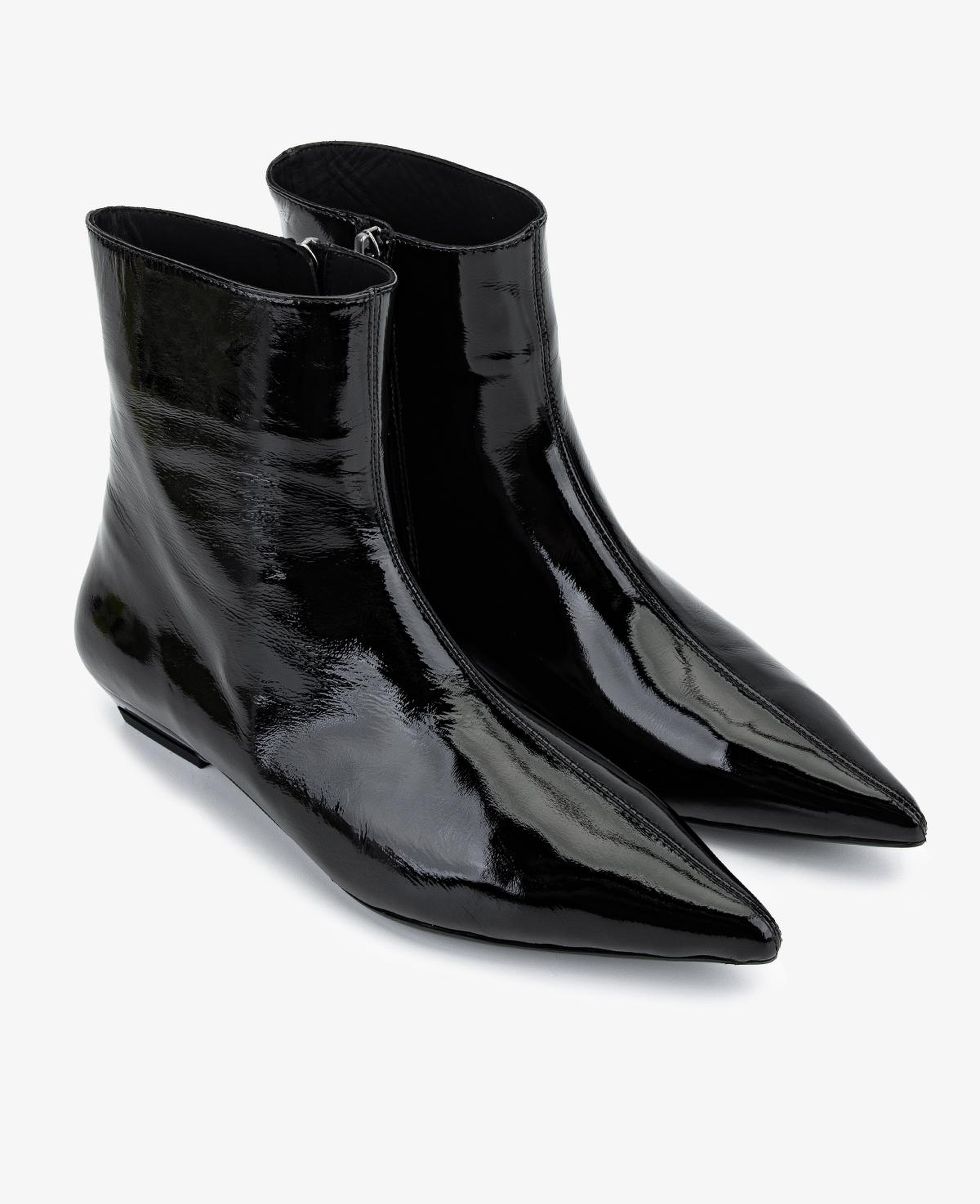 Valmenti Kadın Hakiki Deri Siyah Rugan Topuklu Bot