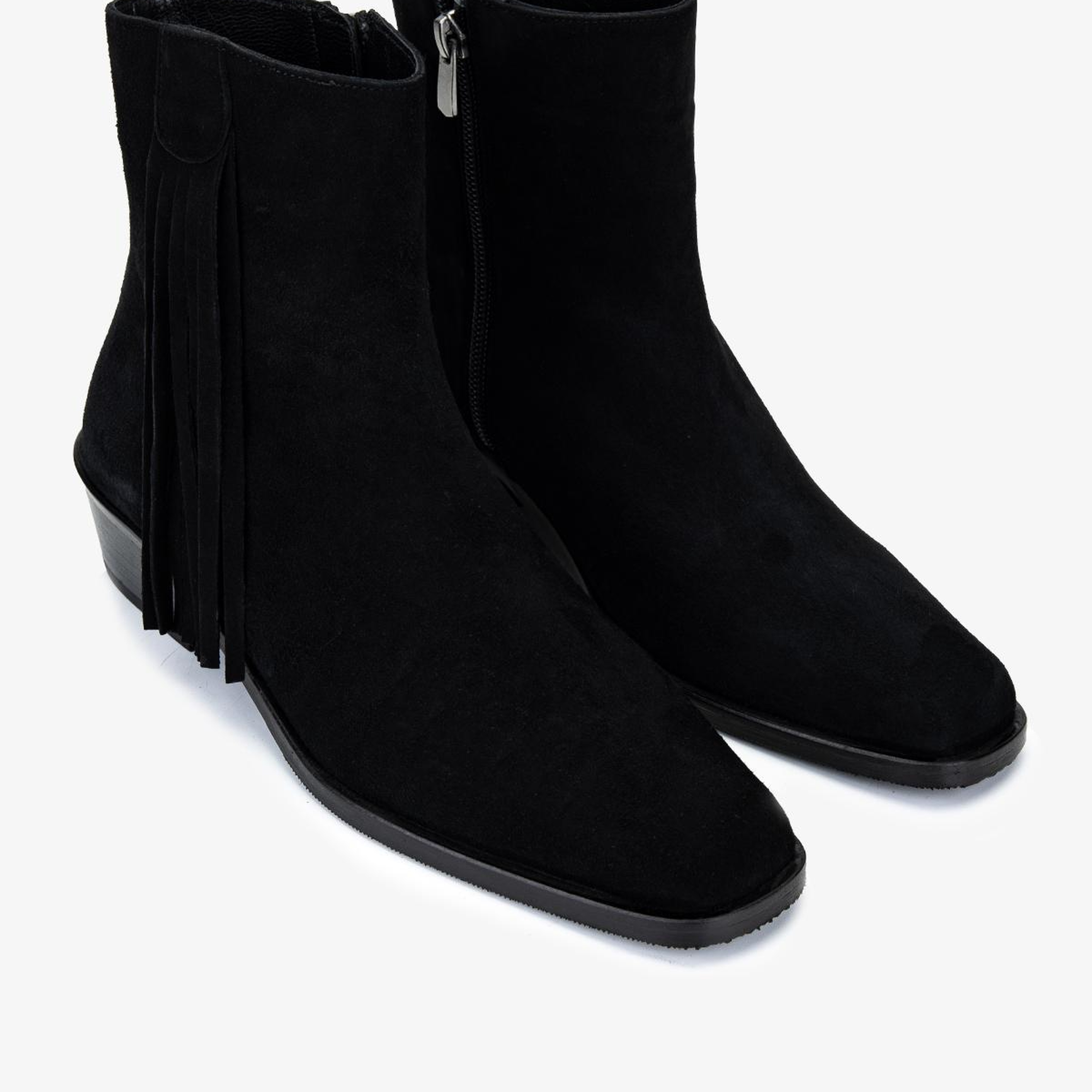 Valmenti Kadın Hakiki Deri Siyah Süet Topuklu Bot