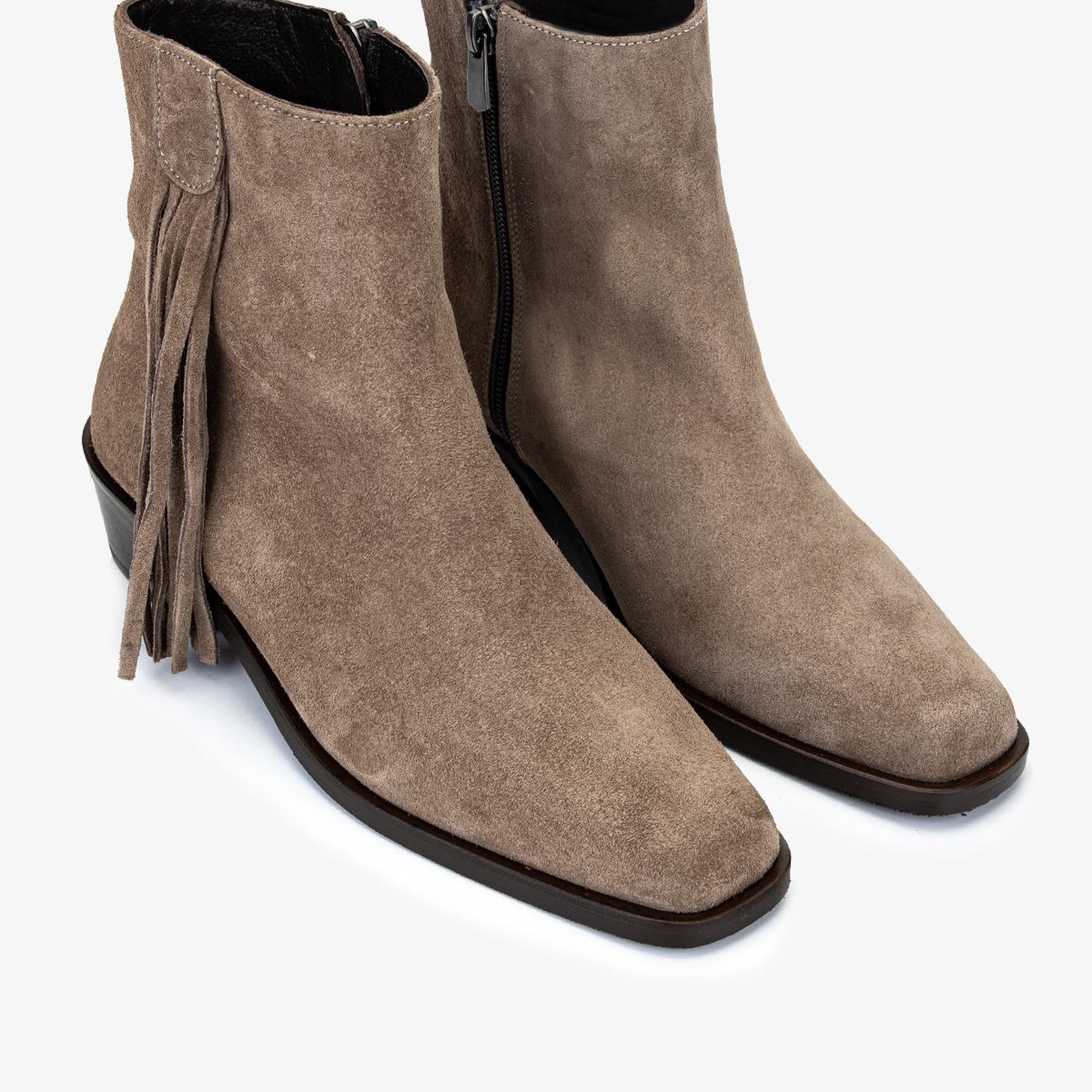 Valmenti Kadın Hakiki Deri Vizon Süet Topuklu Bot