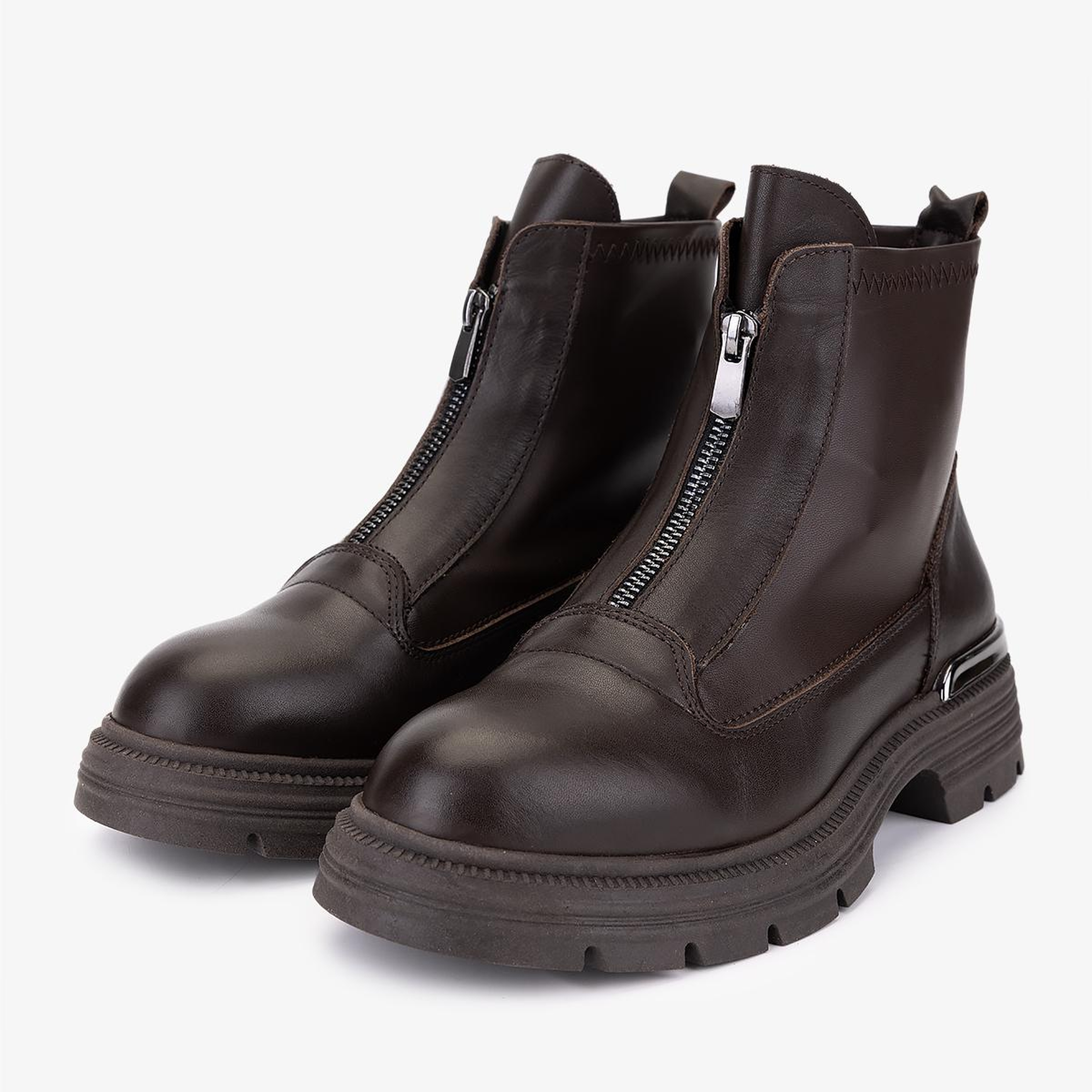 Valmenti Kadın Hakiki Deri Kahverengi Düz Bot