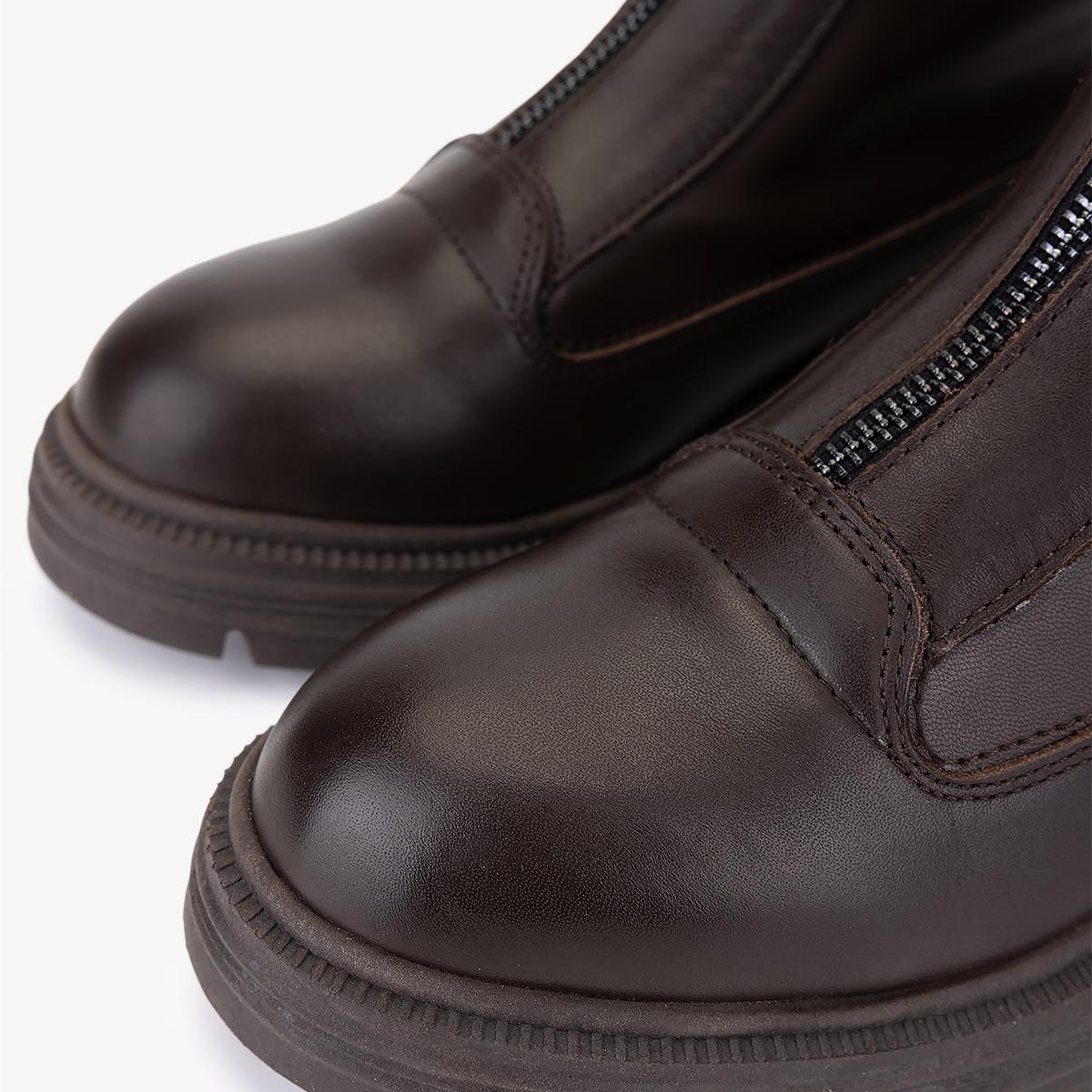 Valmenti Kadın Hakiki Deri Kahverengi Düz Bot