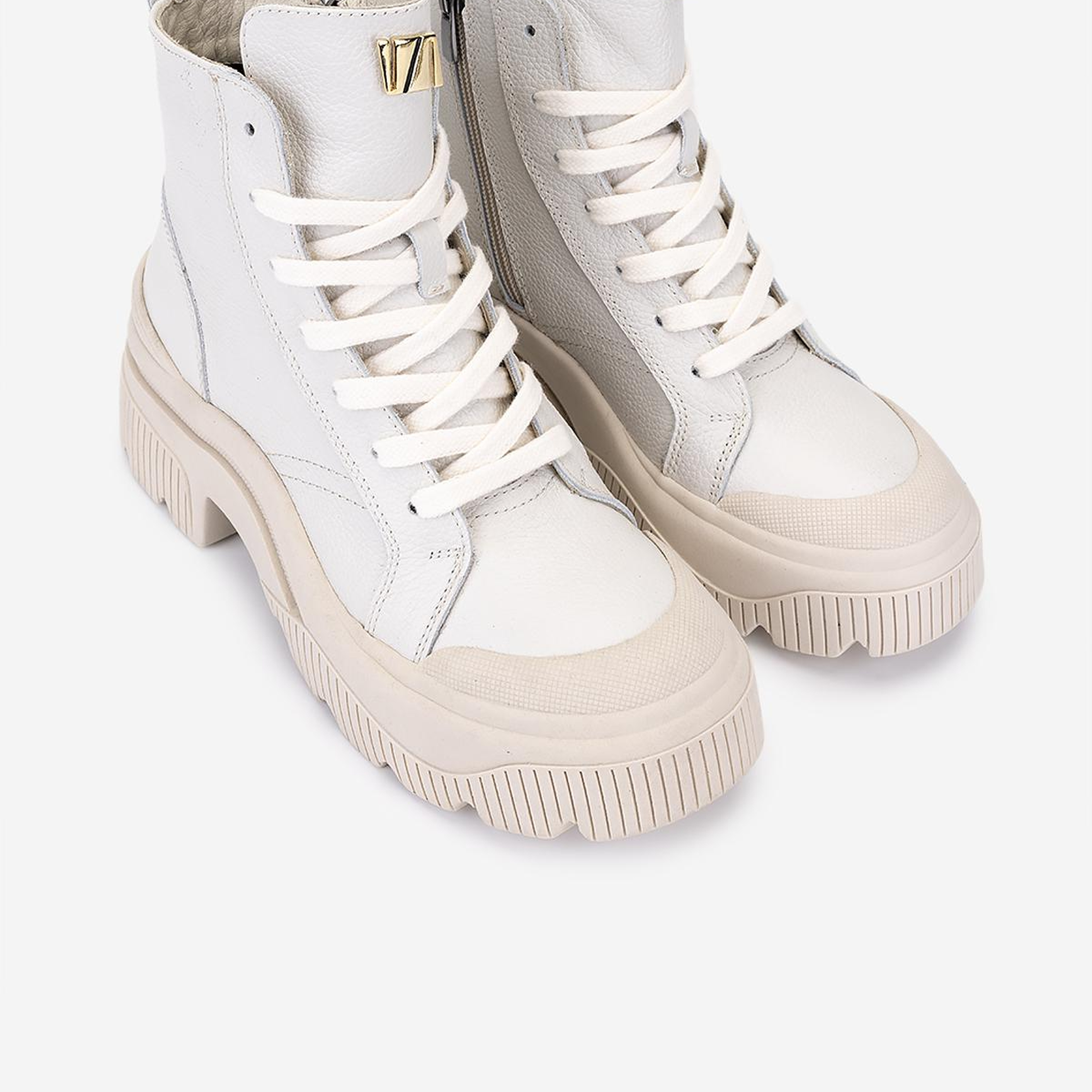 Valmenti Kadın Hakiki Deri Kırık Beyaz Casual Bot