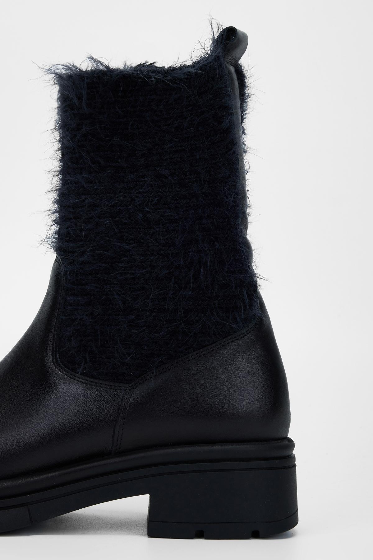 Valmenti Kadın Hakiki Deri Siyah Düz Bot