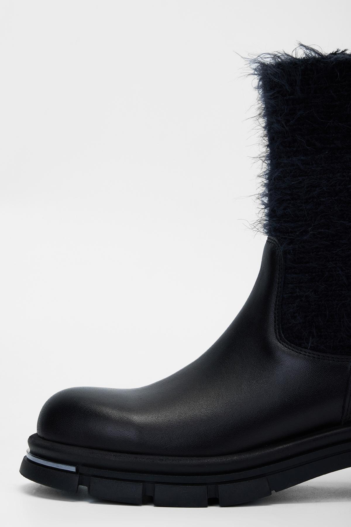 Valmenti Kadın Hakiki Deri Siyah Düz Bot