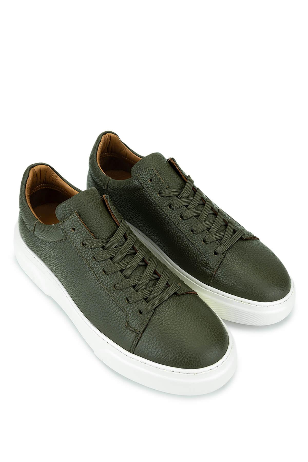 Tamer Tanca Erkek Hakiki Deri Yeşil Sneakers & Spor Ayakkabı