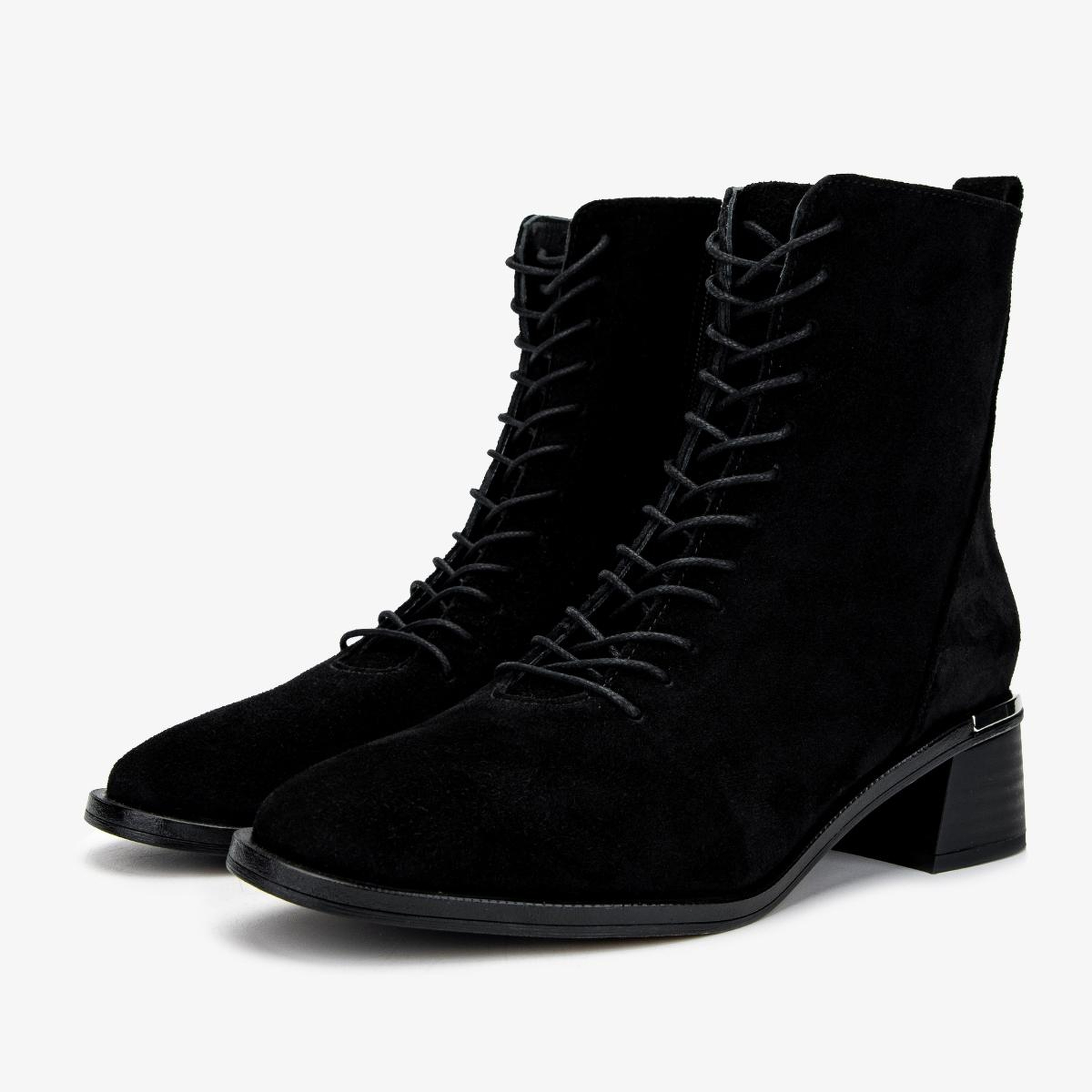 Valmenti Kadın Hakiki Deri Siyah Süet Topuklu Bot