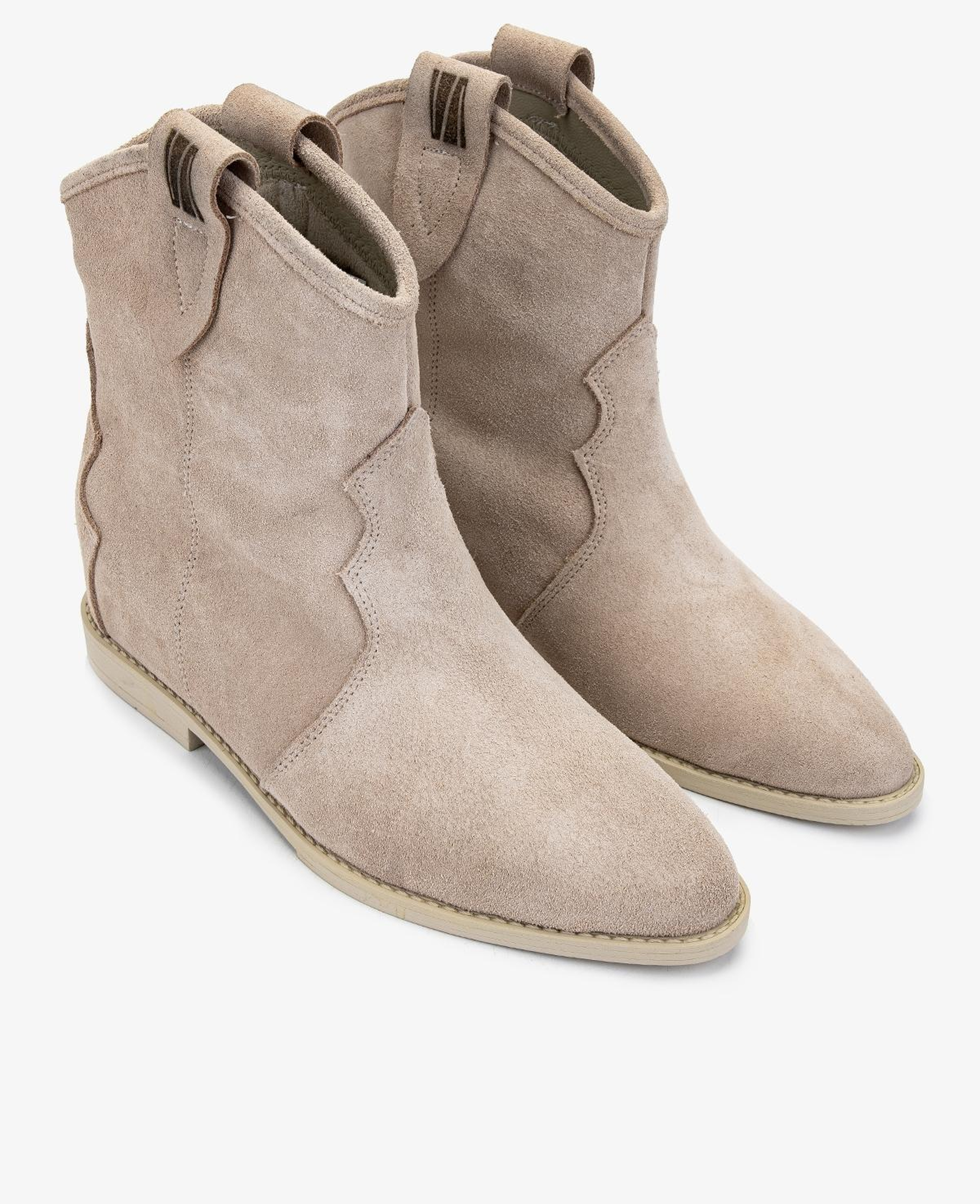 Valmenti Kadın Hakiki Deri Bej Süet Topuklu Bot