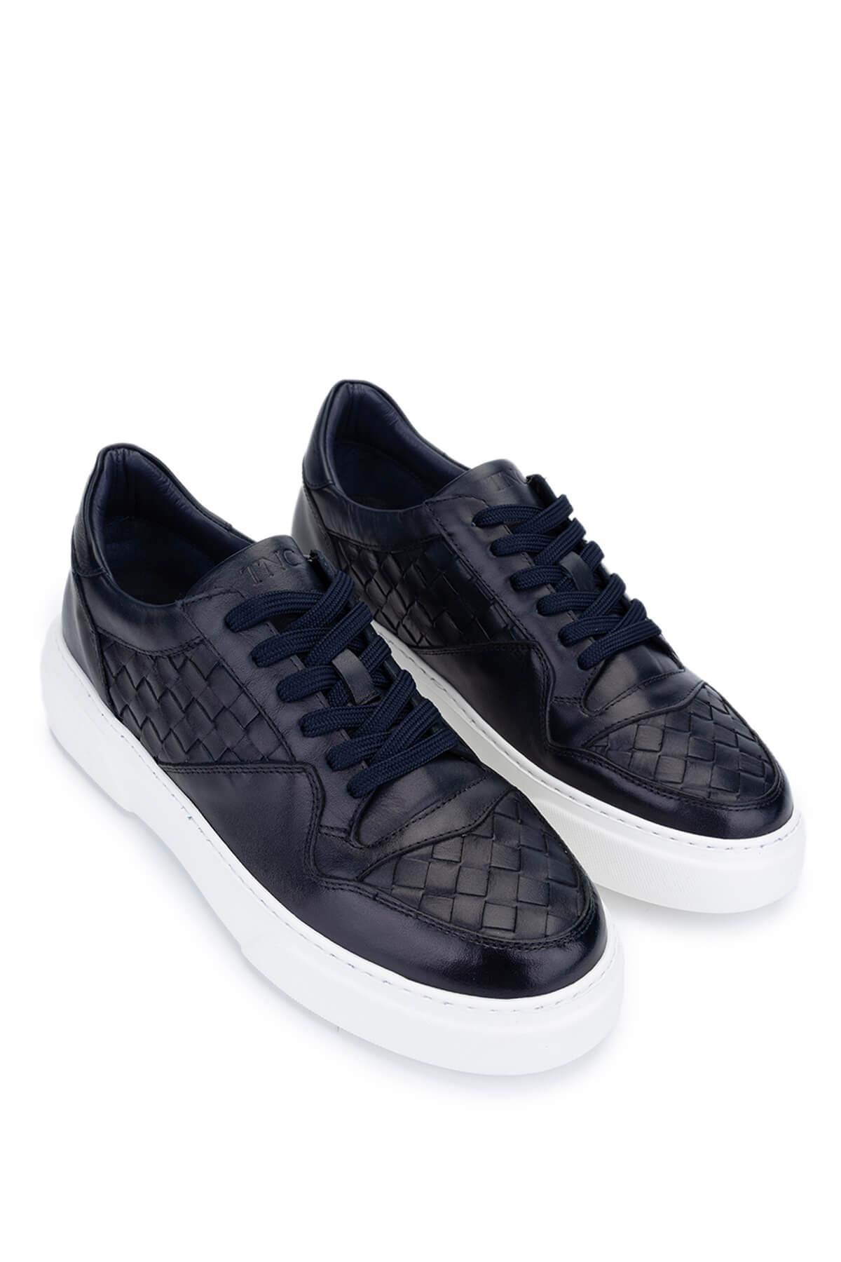 Tamer Tanca Erkek Hakiki Deri Lacivert Sneakers & Spor Ayakkabı