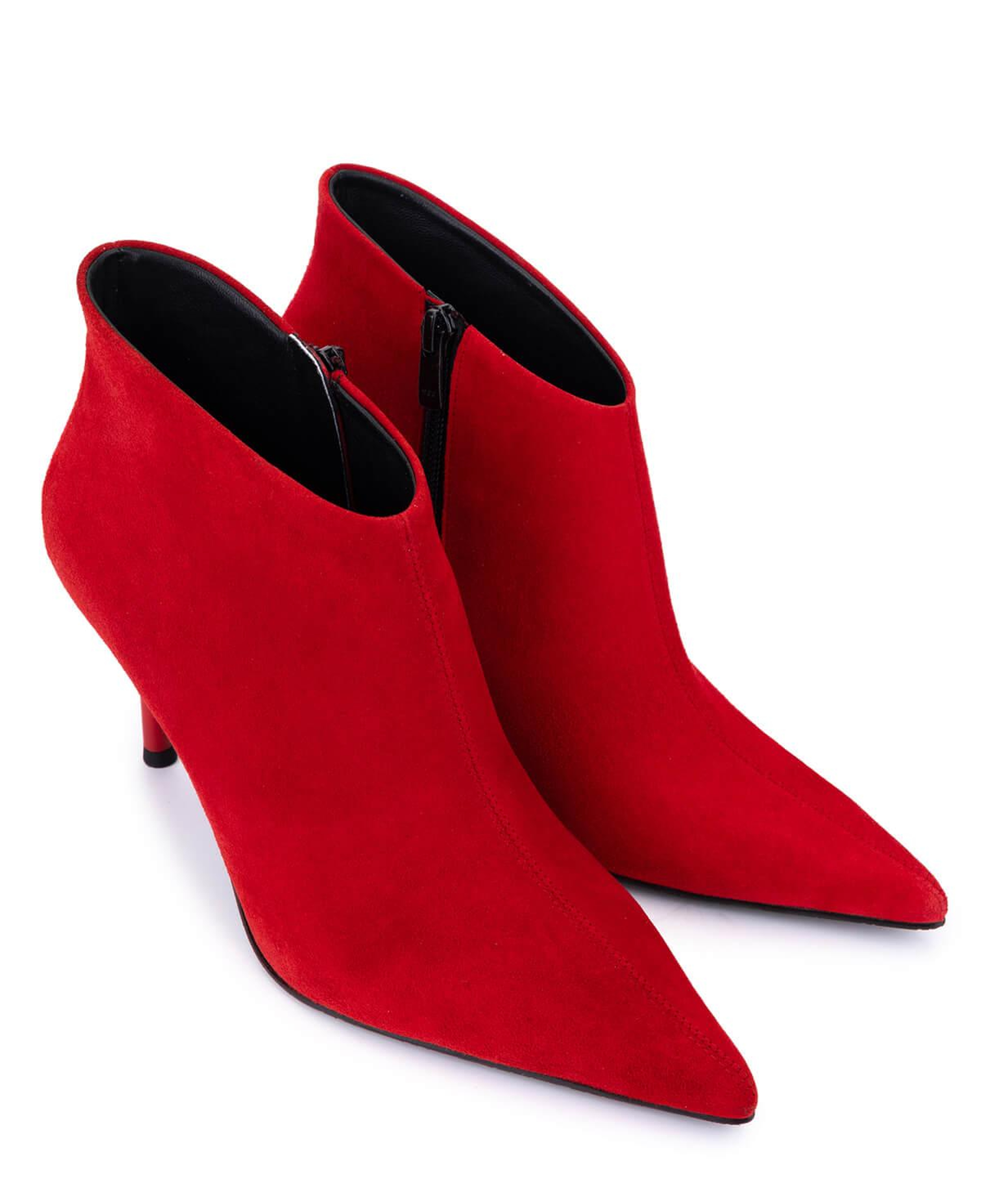 Tamer Tanca Kadın Hakiki Deri Kırmızı Süet Topuklu Bot