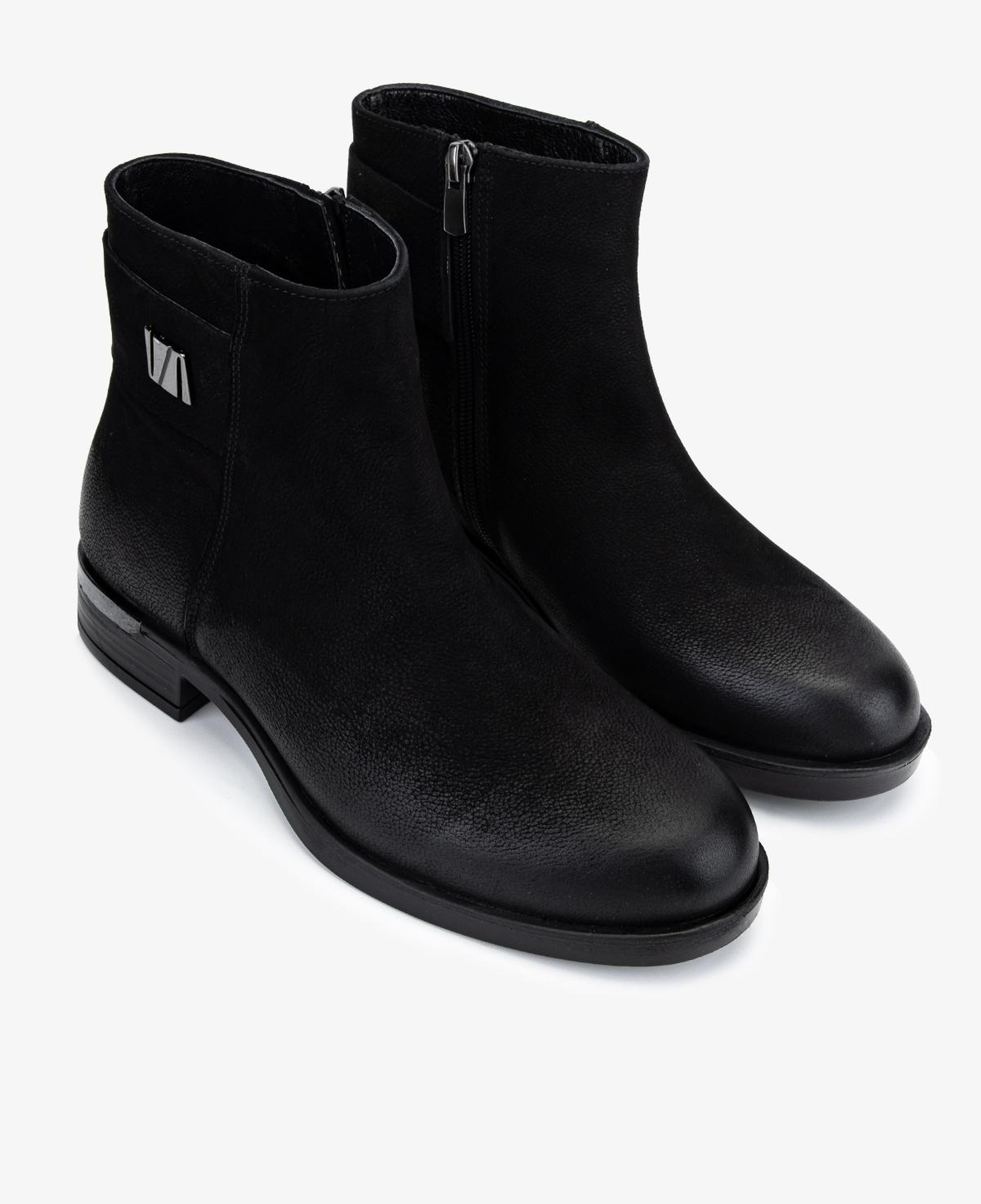 Valmenti Kadın Hakiki Deri Siyah Nubuk Düz Bot