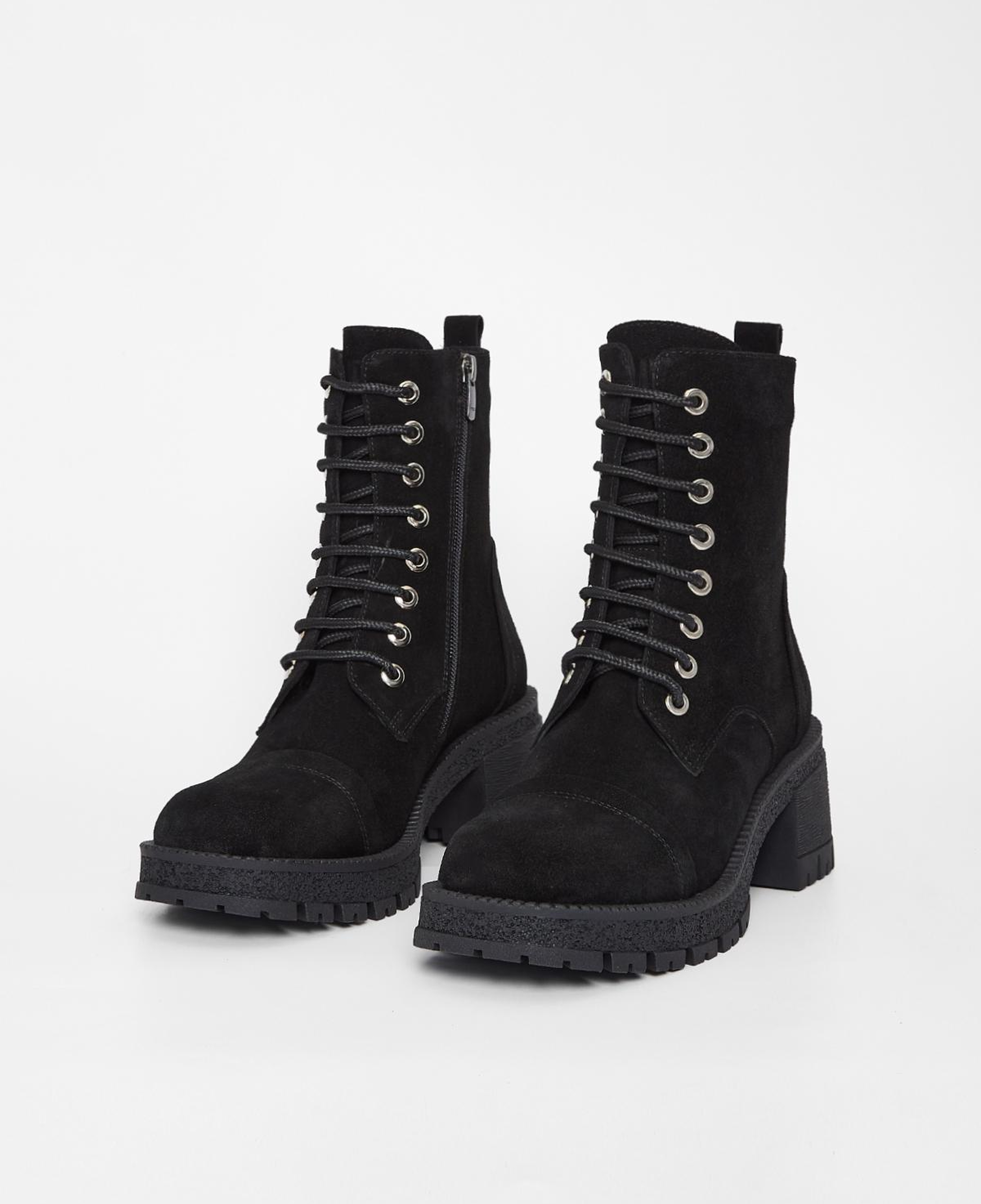 Valmenti Kadın Hakiki Deri Siyah Süet Topuklu Bot