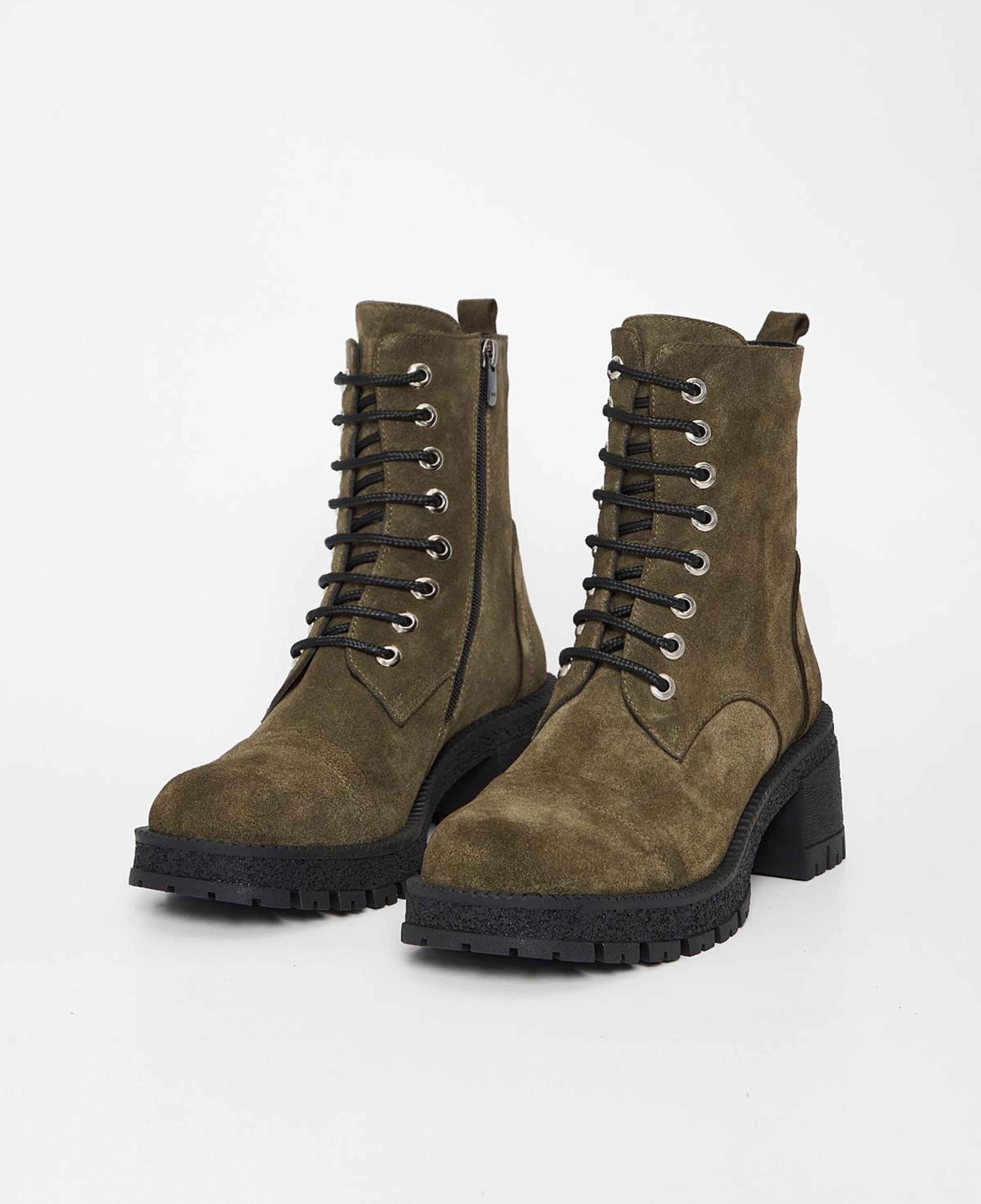 Valmenti Kadın Hakiki Deri Haki Süet Topuklu Bot