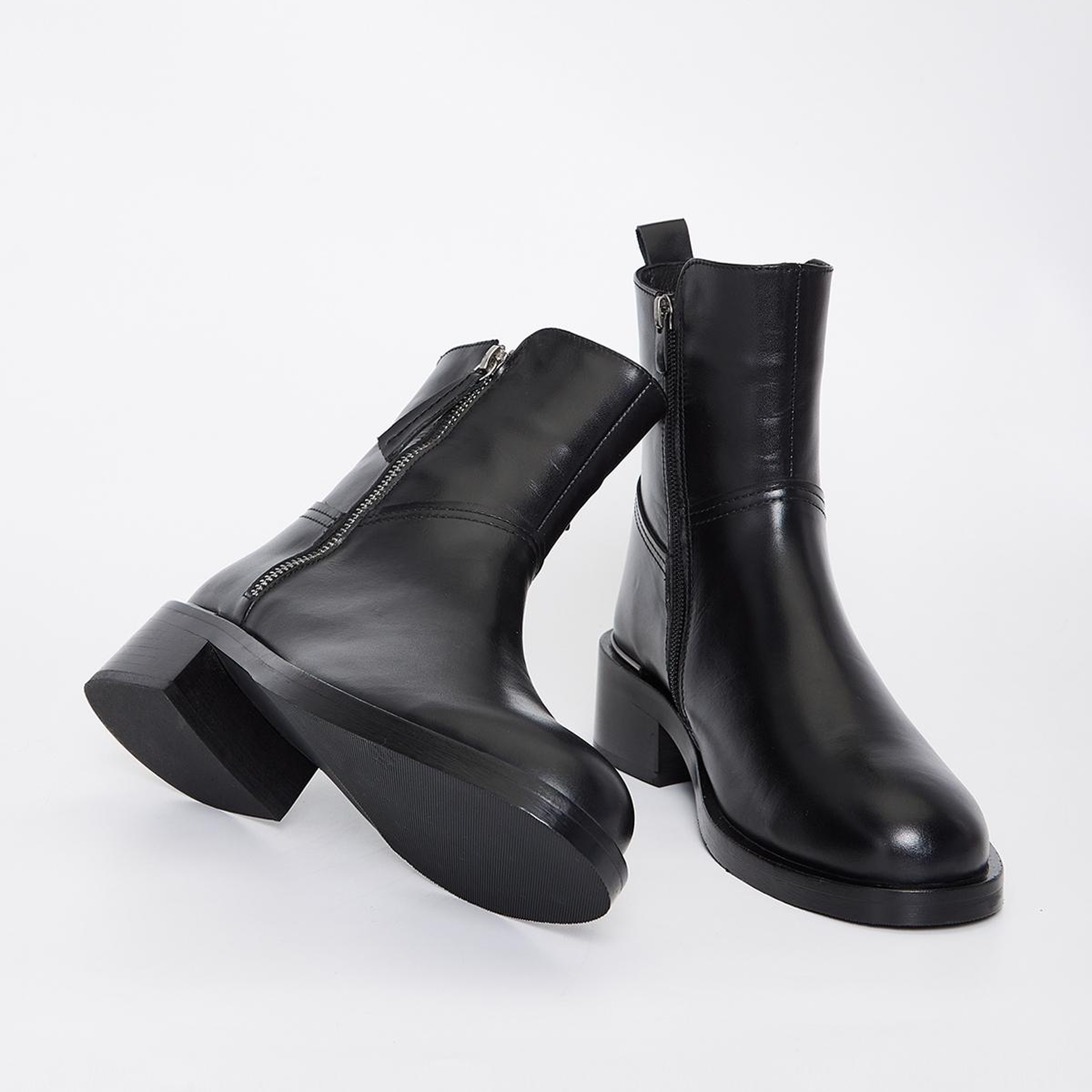 Valmenti Kadın Hakiki Deri Siyah Düz Bot