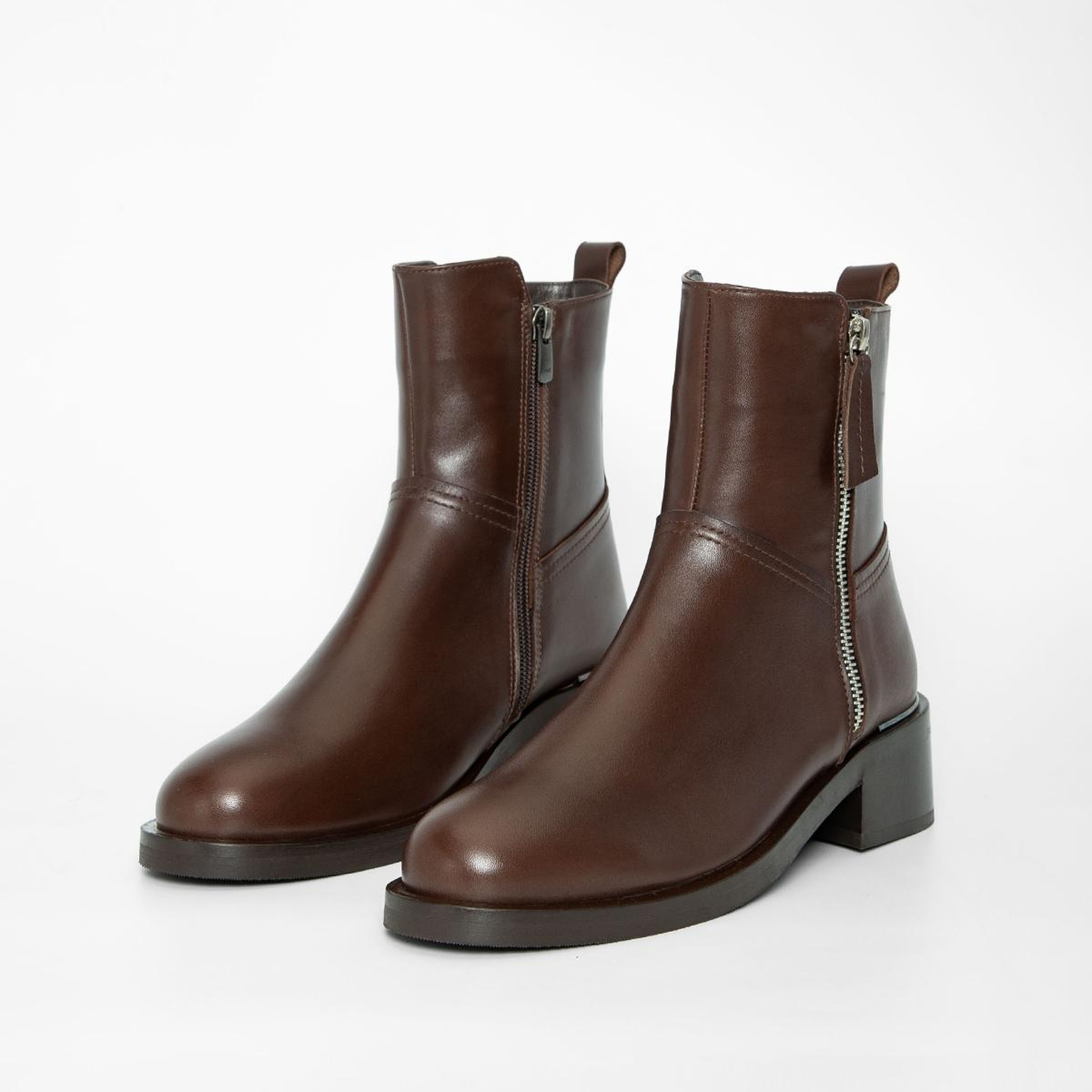 Valmenti Kadın Hakiki Deri Kahverengi Düz Bot