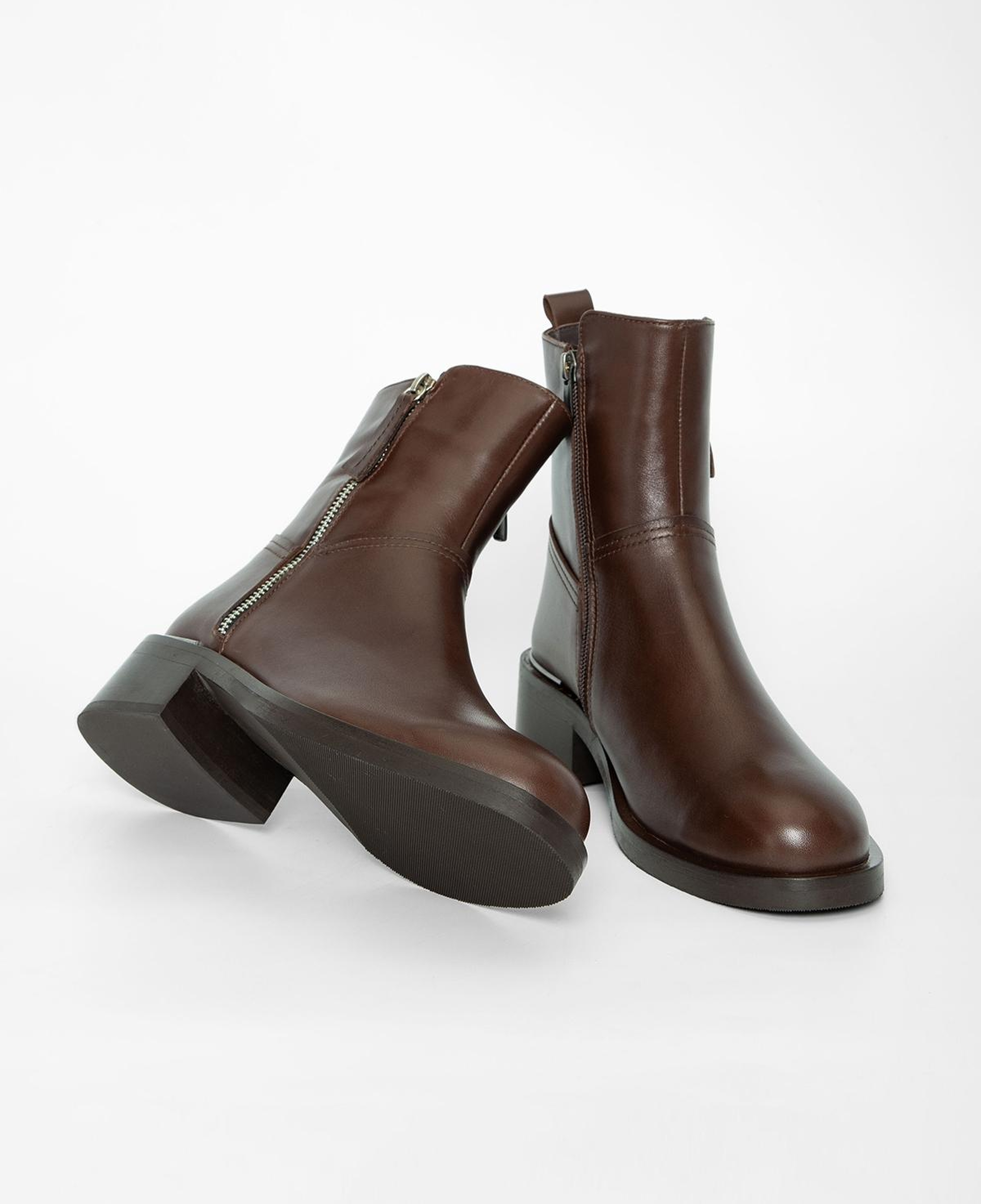 Valmenti Kadın Hakiki Deri Kahverengi Düz Bot