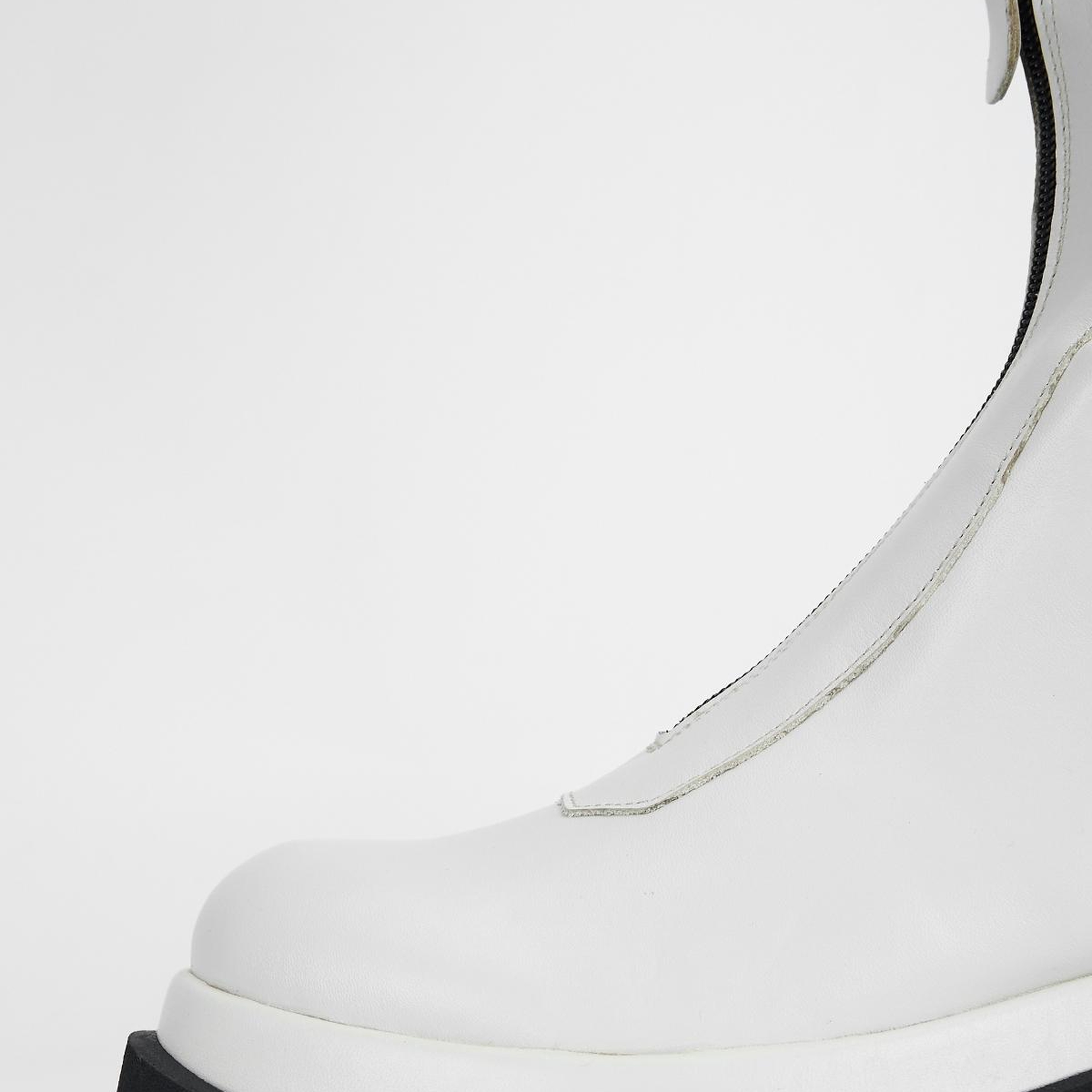 Valmenti Kadın Hakiki Deri Kırık Beyaz Düz Bot