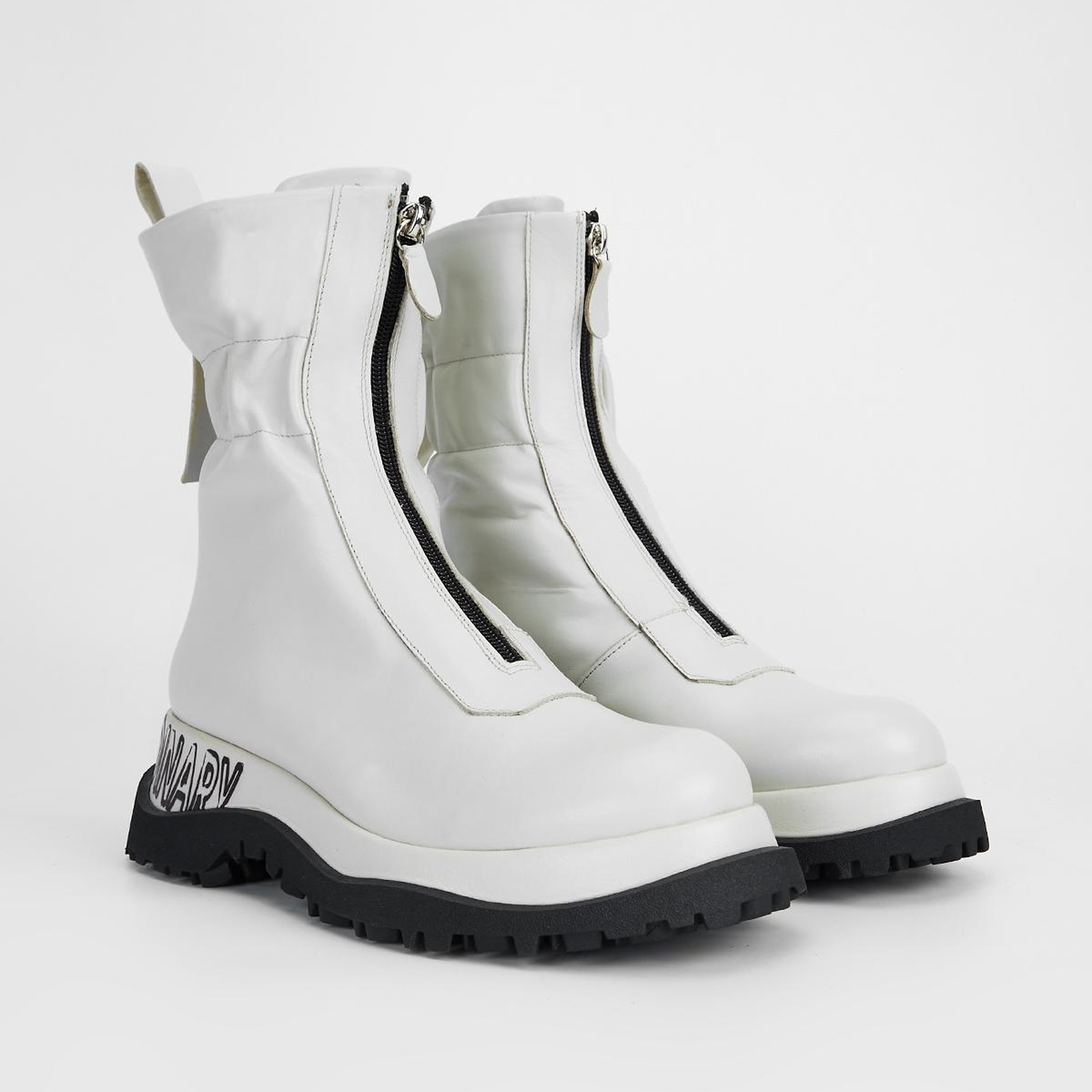 Valmenti Kadın Hakiki Deri Kırık Beyaz Düz Bot