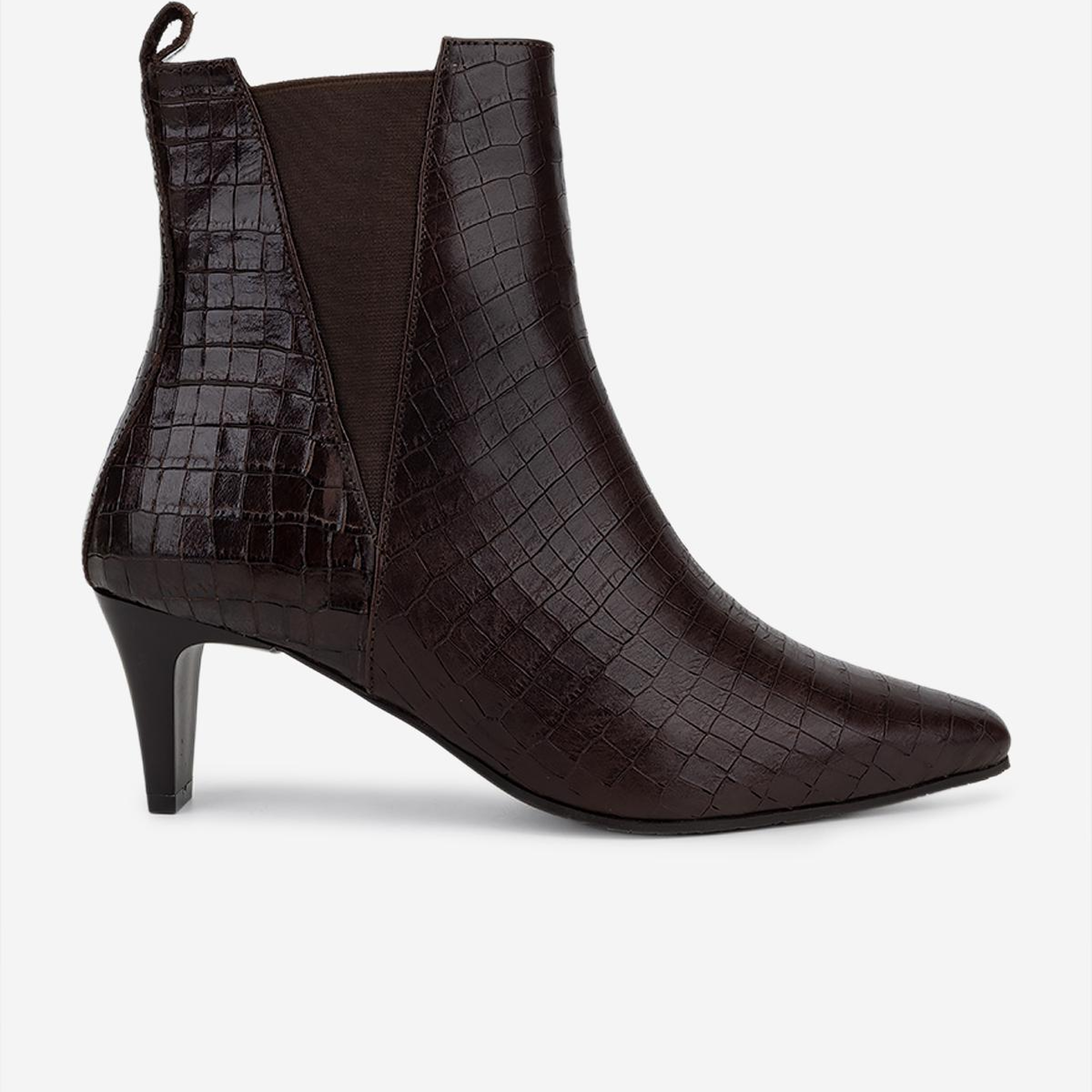 Valmenti Kadın Hakiki Deri Kahverengi Kroko Topuklu Bot