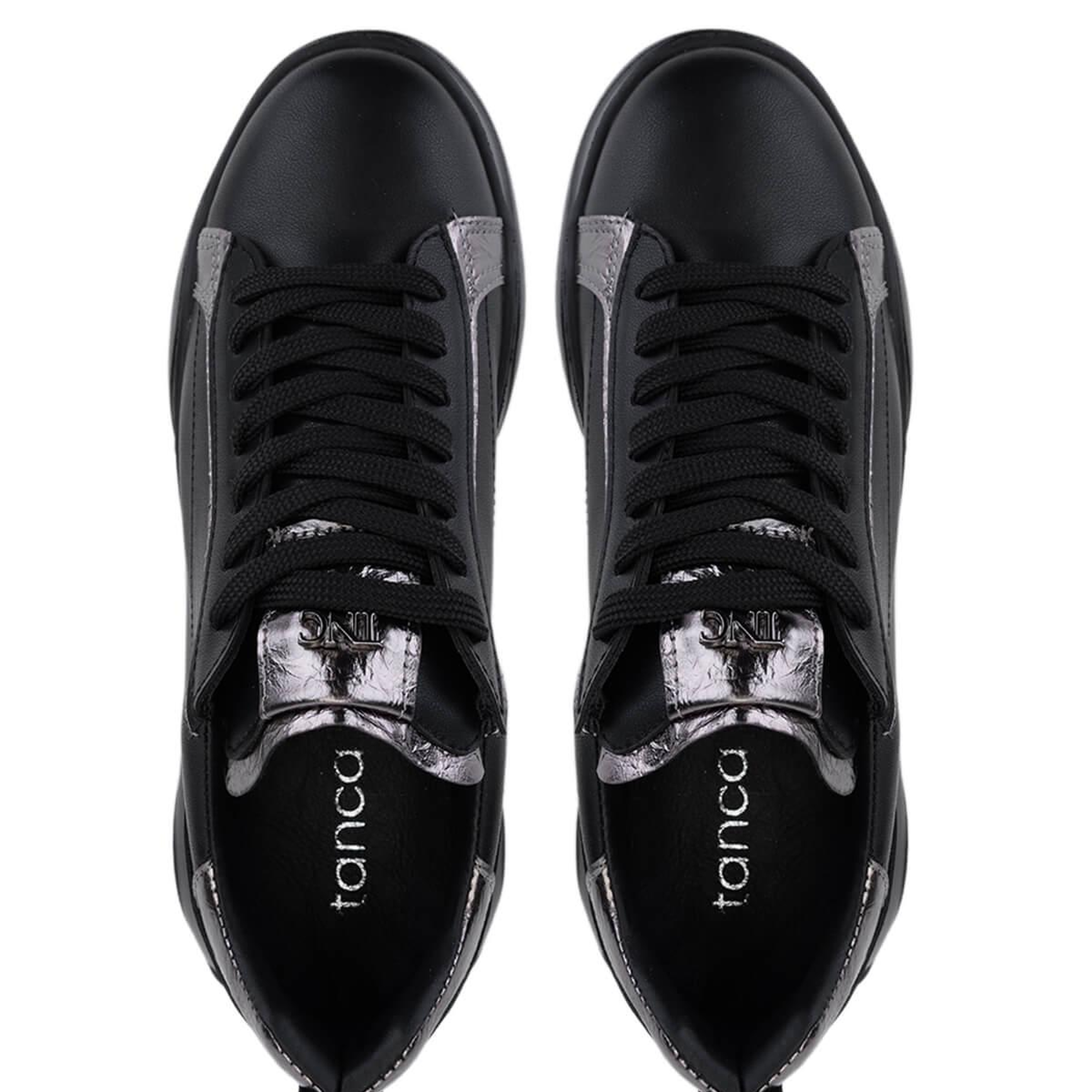 Tamer Tanca Kadın Suni Deri Siyah/Antrasit Sneakers & Spor Ayakkabı