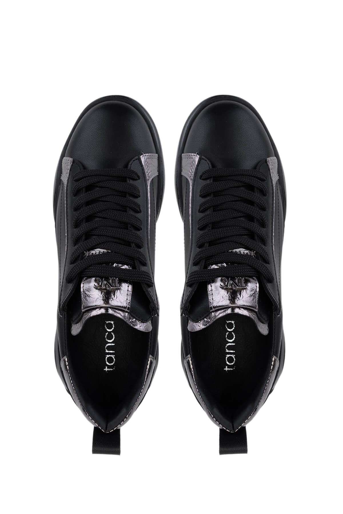 Tamer Tanca Kadın Suni Deri Siyah/Antrasit Sneakers & Spor Ayakkabı