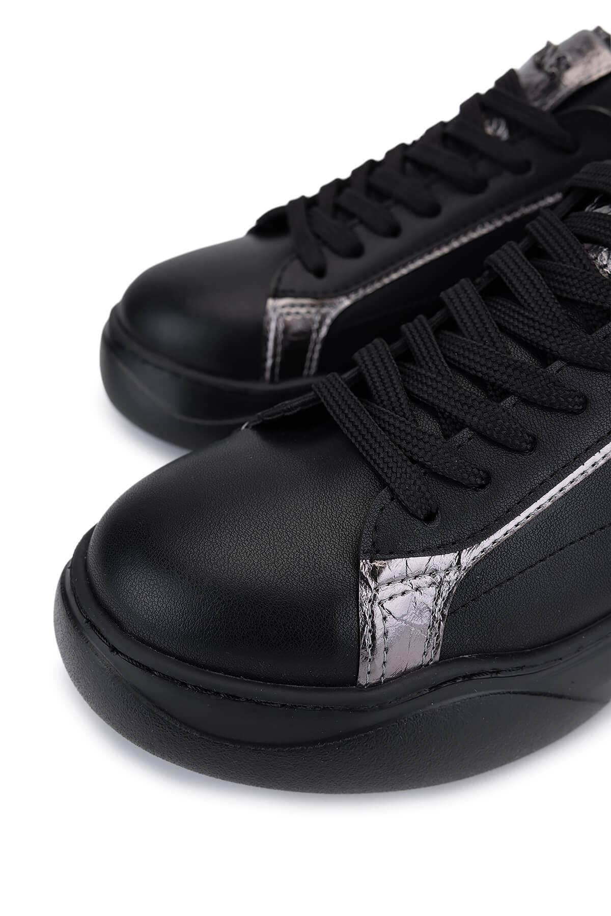 Tamer Tanca Kadın Suni Deri Siyah/Antrasit Sneakers & Spor Ayakkabı