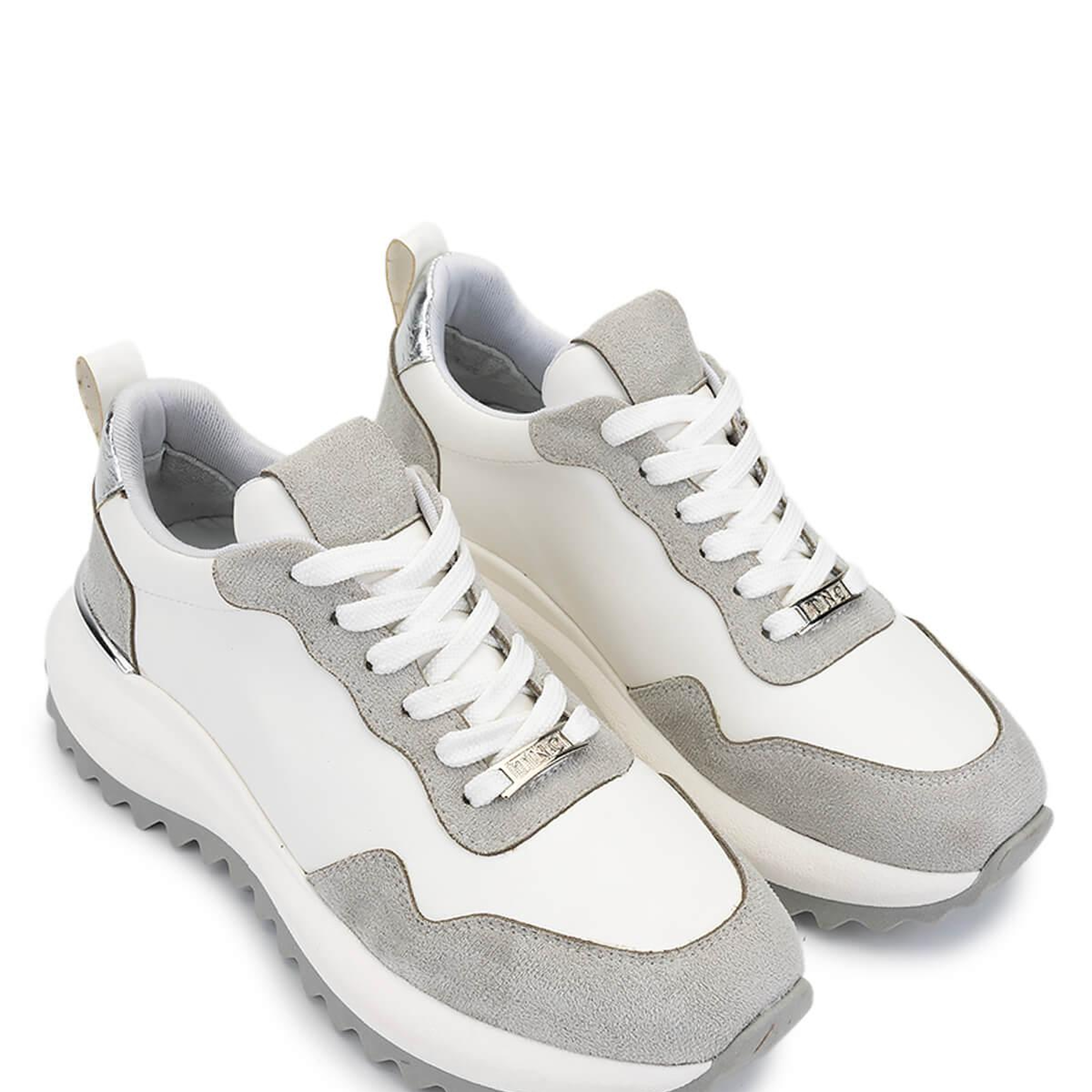 Tamer Tanca Kadın Suni Deri Beyaz/Gri/Lame Sneakers & Spor Ayakkabı