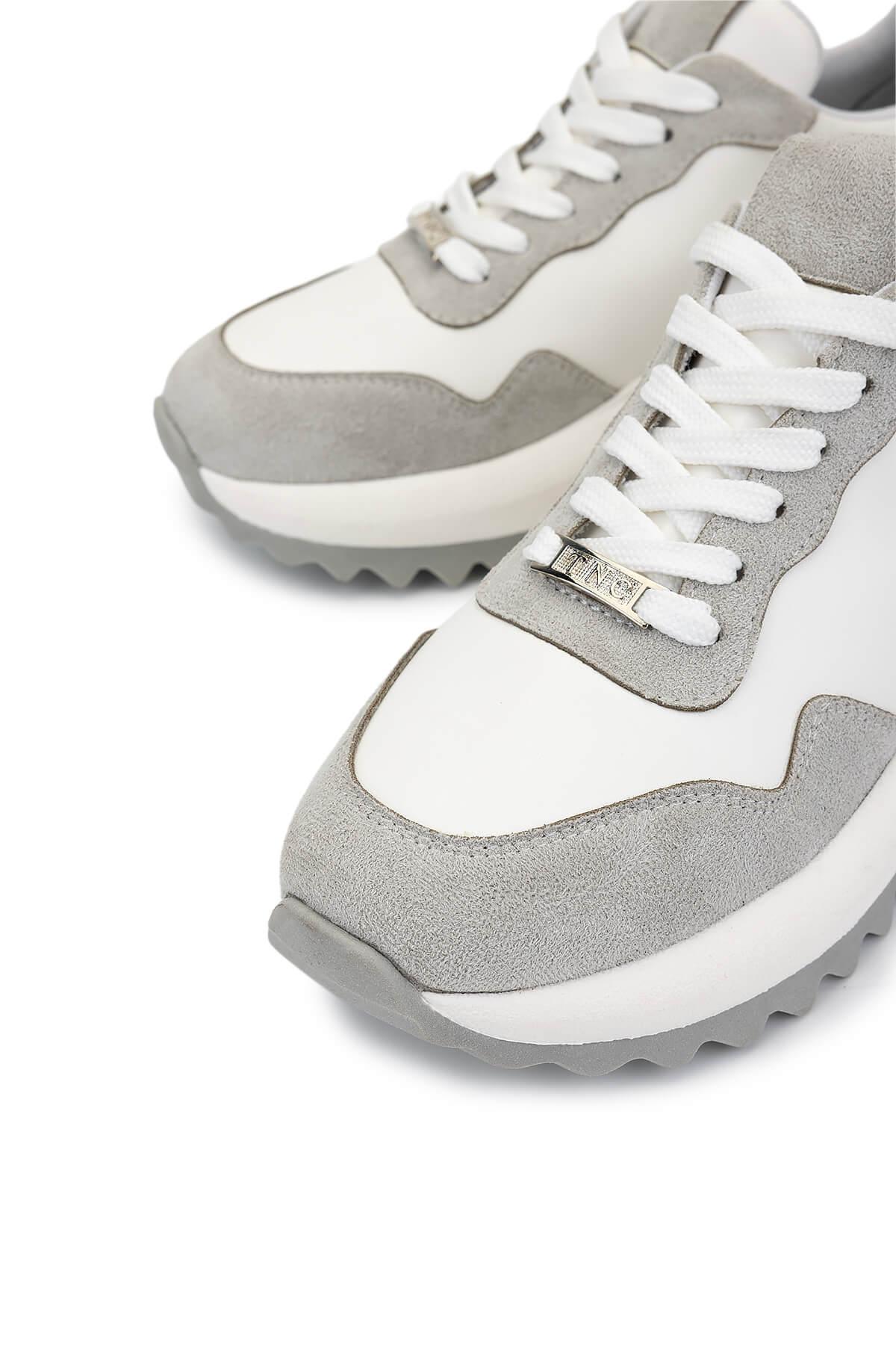 Tamer Tanca Kadın Suni Deri Beyaz/Gri/Lame Sneakers & Spor Ayakkabı