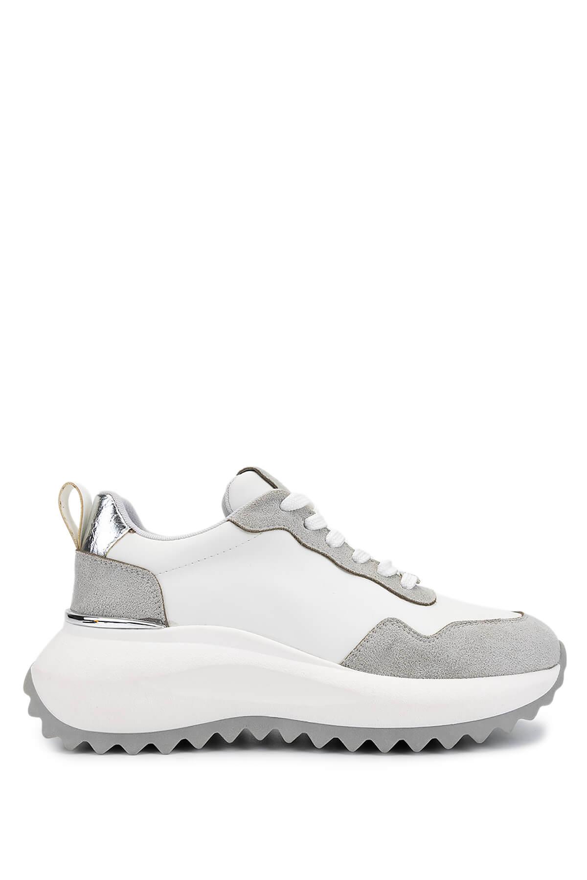 Tamer Tanca Kadın Suni Deri Beyaz/Gri/Lame Sneakers & Spor Ayakkabı
