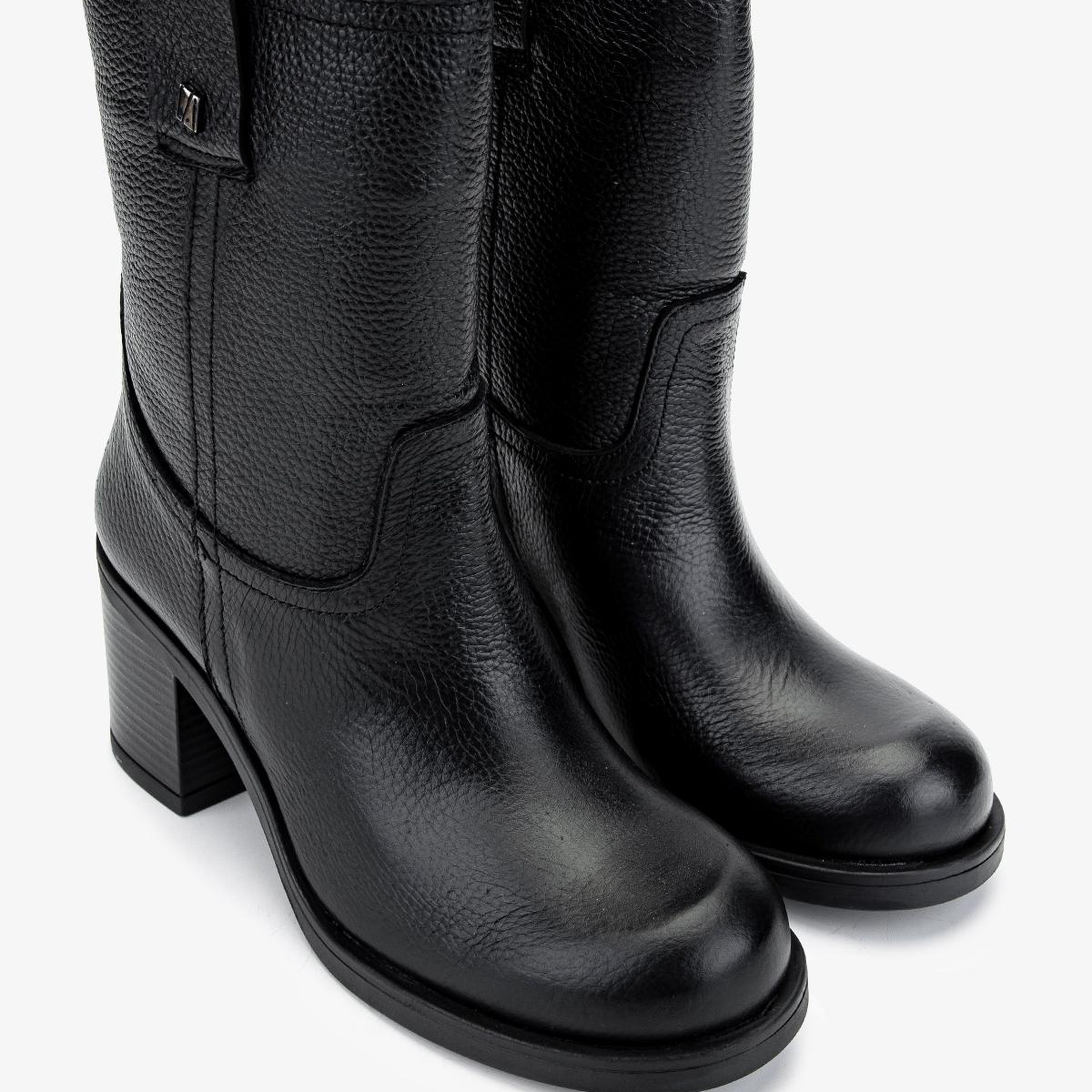 Valmenti Kadın Hakiki Deri Siyah Floter Topuklu Bot