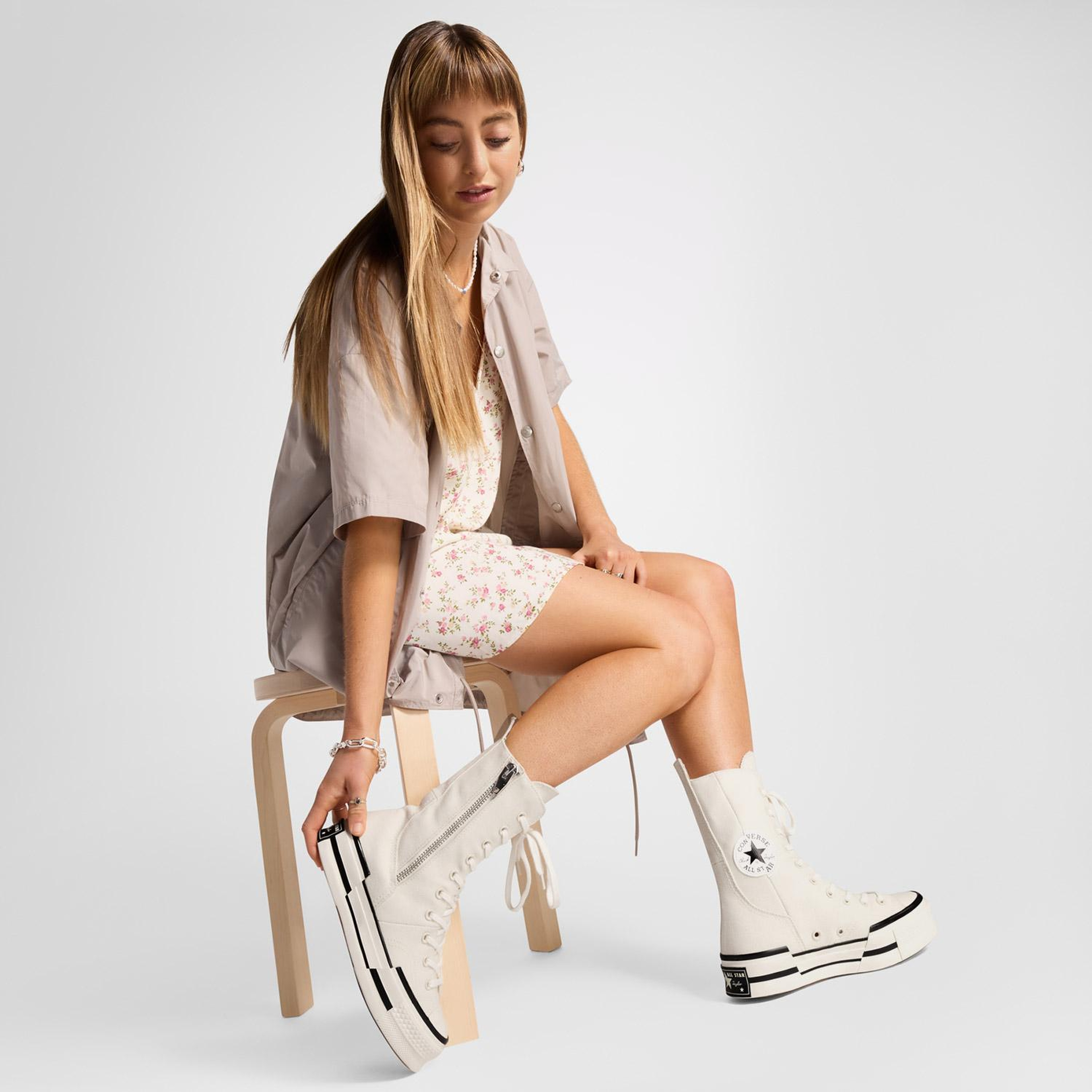 Converse Chuck 70 Plus XHi Unisex Krem Platform Sneaker